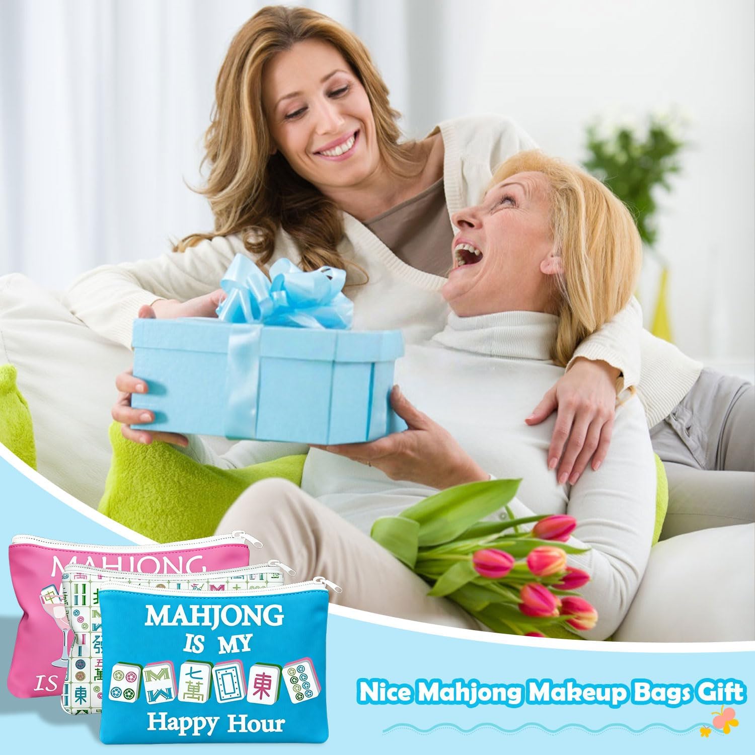 MNXAMZMRL12 Pcs Mahjong Makeup Bag Gifts for Women Unique Mahjong Cosmetic Bag Mah Jong Tile Zippered Pouch Accessories Gifts for Lover Player Lucky Men Women Birthday Christmas New Year - Image 6