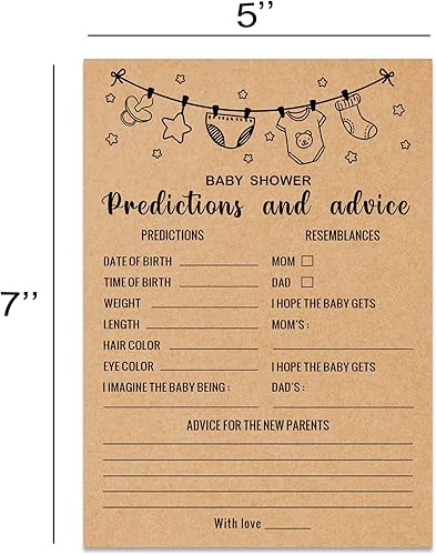 Miniatura 2 de Juego de predicciones y consejos para baby shower, libro de consejos para padres de bebés niña o niño, suministros y actividades para juegos de