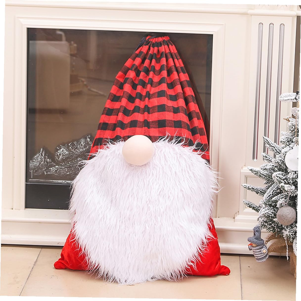 MUCKLILY Extra Large Faceless Doll Drawstring Bag, Christmas Candy Packing Pouch, Portable Party Favor Bag for Holiday Presents and Candy Storage