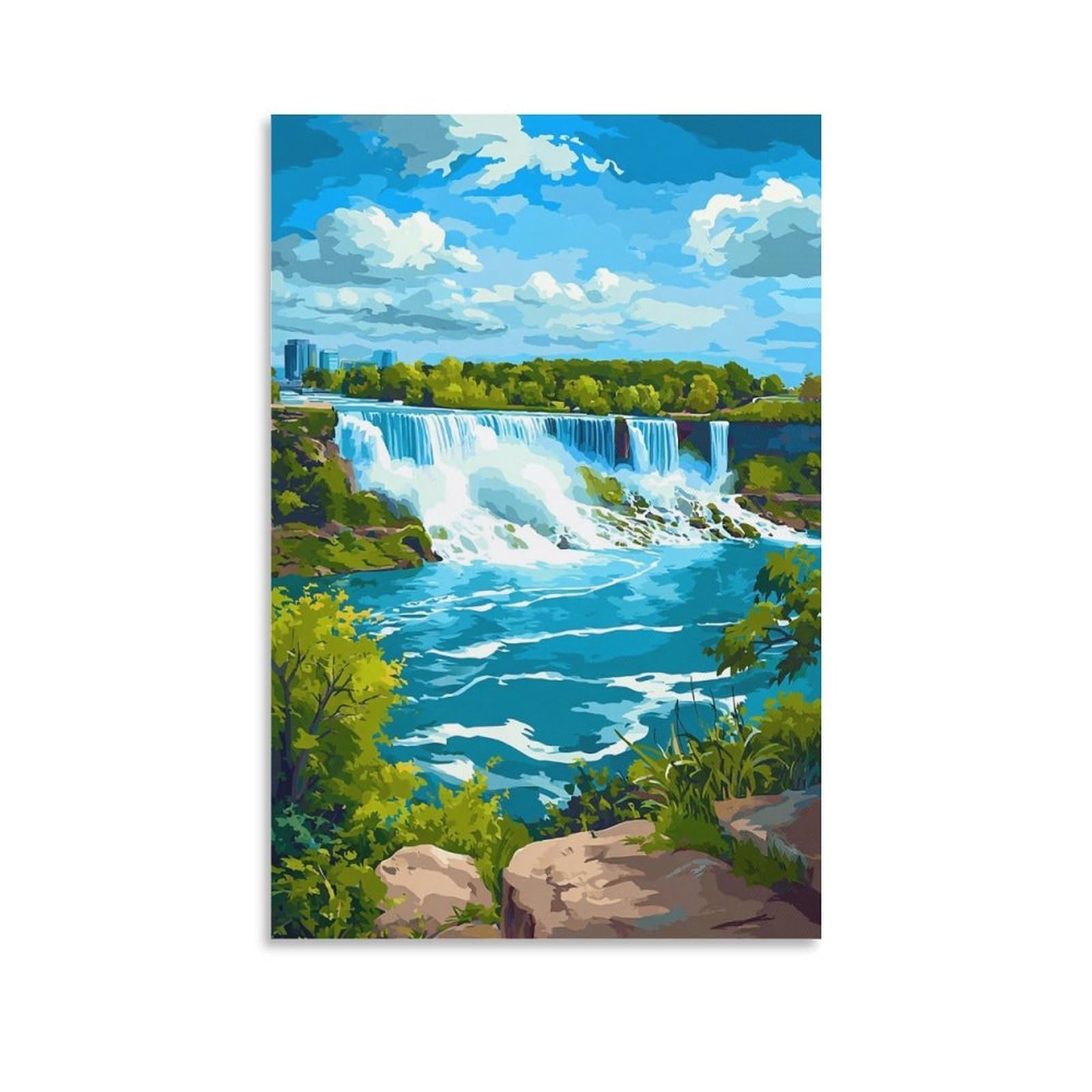 Niagara Falls Poster 24x36inch(60x90cm) Vintage Watercolor Canvas Art