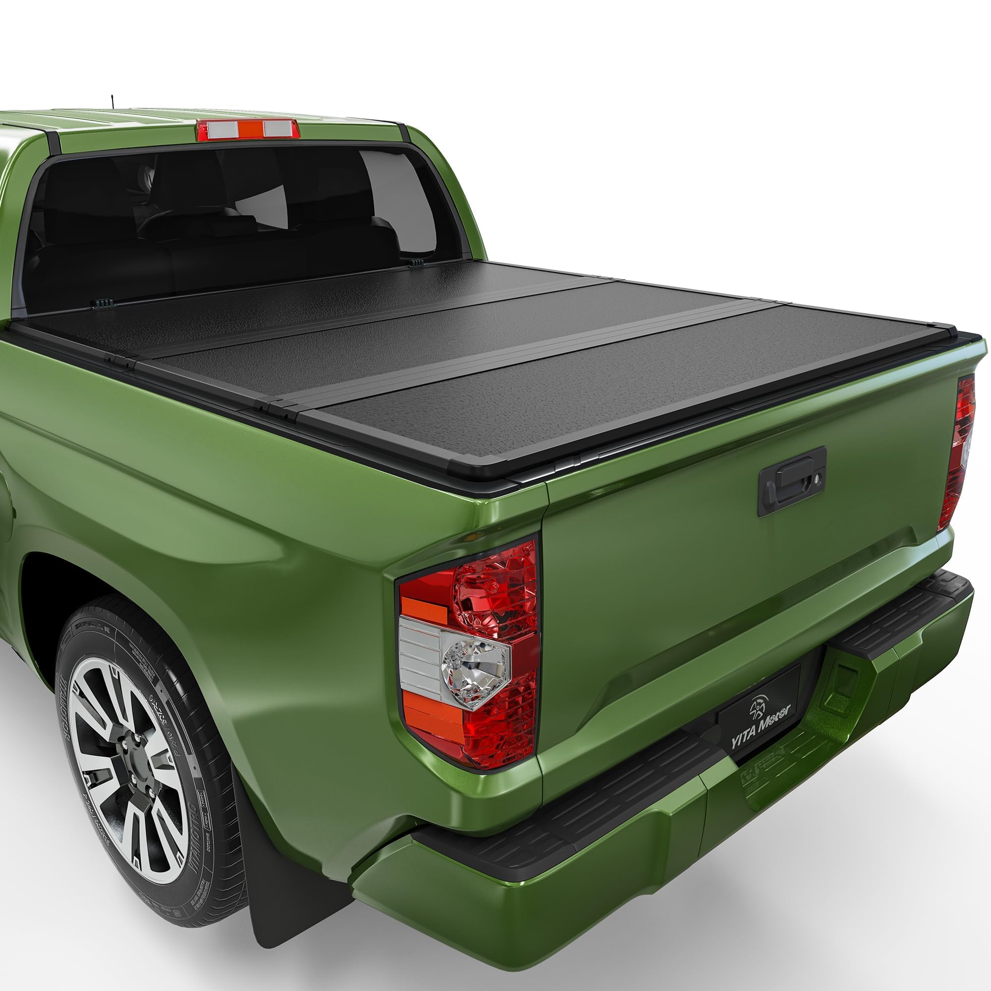 YITAMOTOR Tailored FRP Hard Tri-Fold Truck Bed Tonneau Cover Fits for Toyota Tundra 2022 2023 2024 2025 5.5ft Bed (Excl. Trail Edition) with Deck Rail System, Effortless Installation