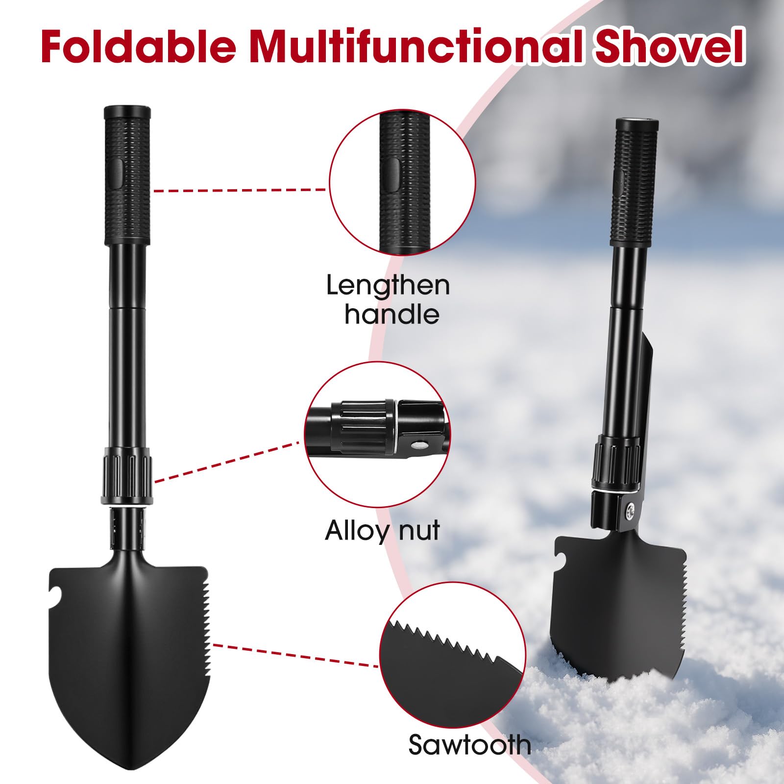 Car Emergency Kit - Roadside Assistance Kit with 10FT Jumper Cables, Tow Strap, Tool Kit, Reflective Warning Triangle, Road Trip Essentials, for New Drivers, Teens