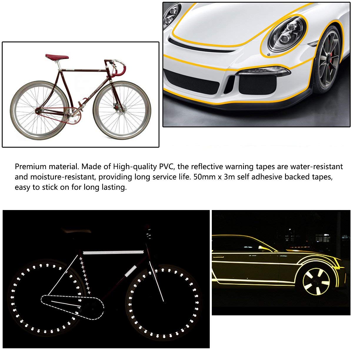 Nastro Riflettente Adesivo | 3 Metri X 50 Mm | Rosso, Bianco, Giallo | Per Sicurezza - Foto 12