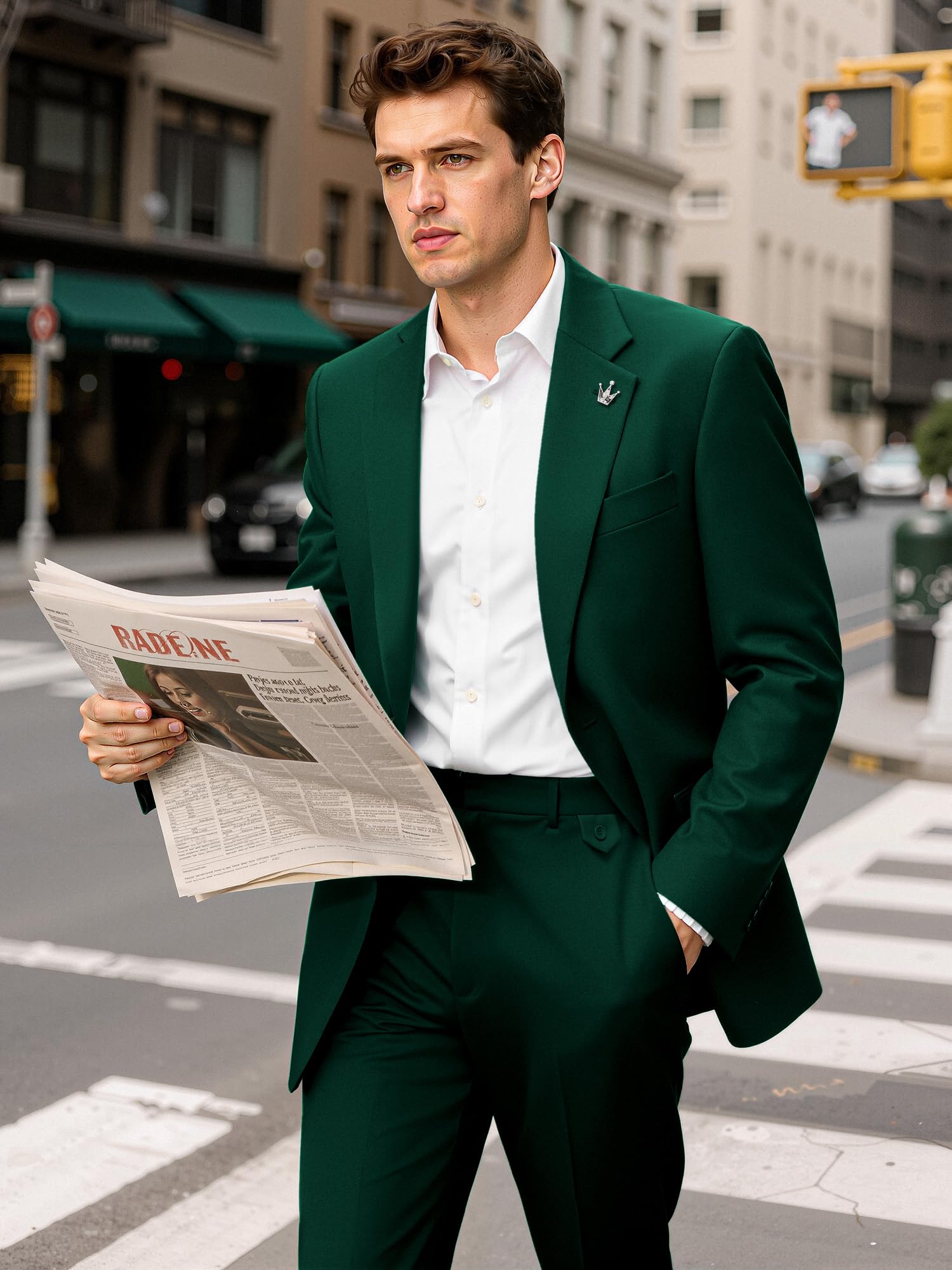 Abito da Uomo Slim Fit 2 Pezzi Un Bottone Abito da Sposa e Business Giacca e Pantaloni