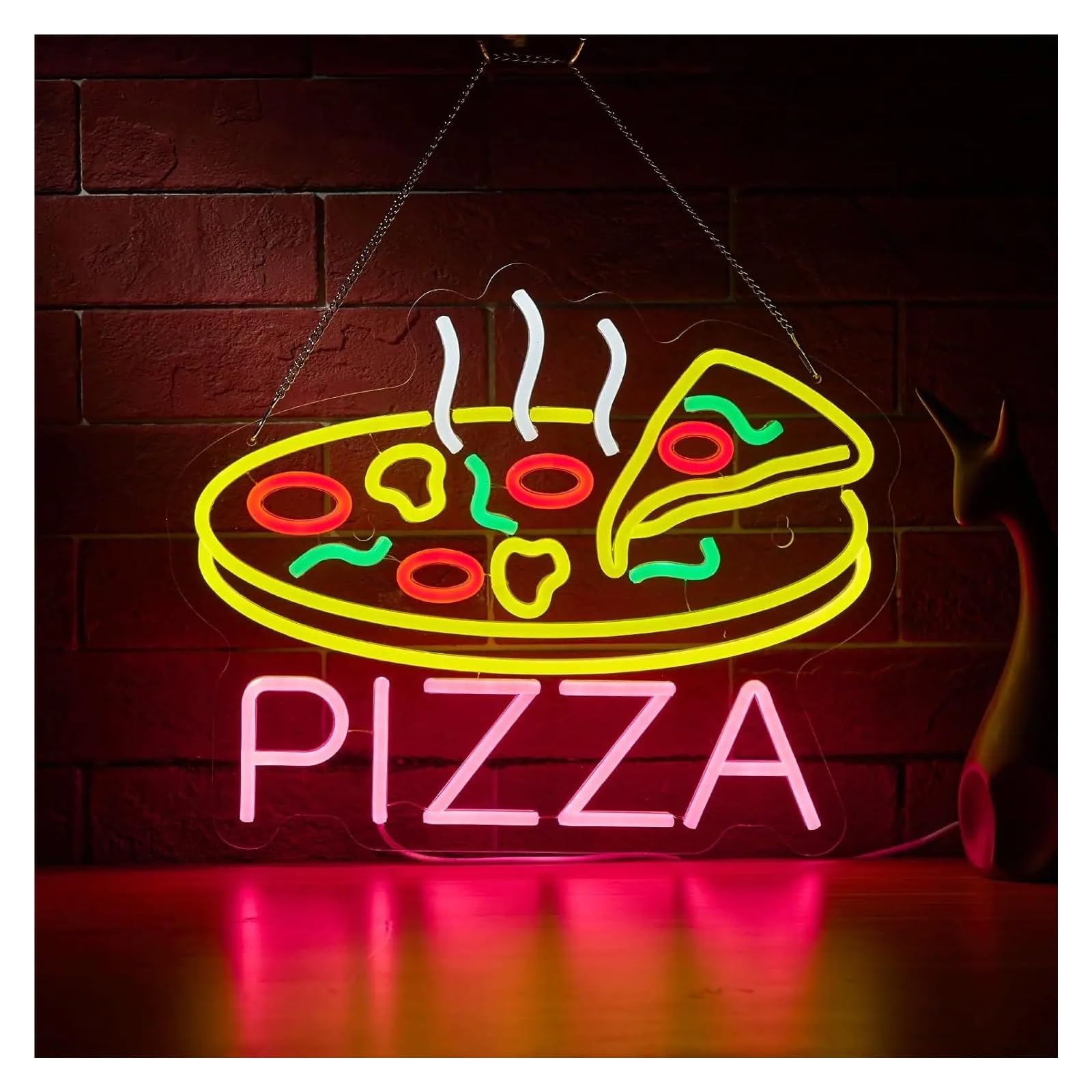 SHOUXI Sign Lamp Pizza Neon Sign Dimmable Light USB Powered for Restaurant Kitchen Store Party Restaurant Food Decor 35cmx28cm