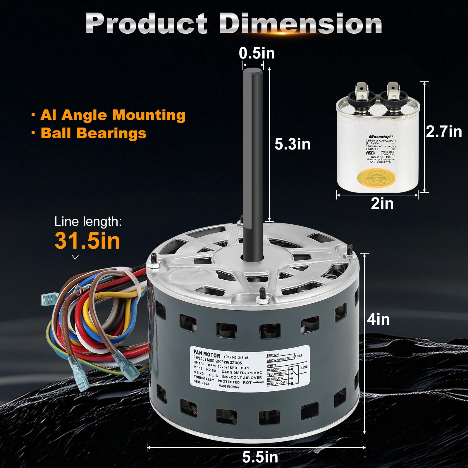 Amazon.com: 5KCP39GGZ183S Blower Motor for Carrier - 1/3 HP