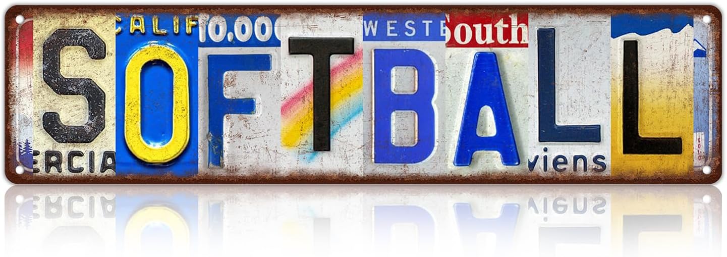Vintage Sport Street Sign Softball Wall Decor Metal Tin Signs for Bar Home Bedroom Garage