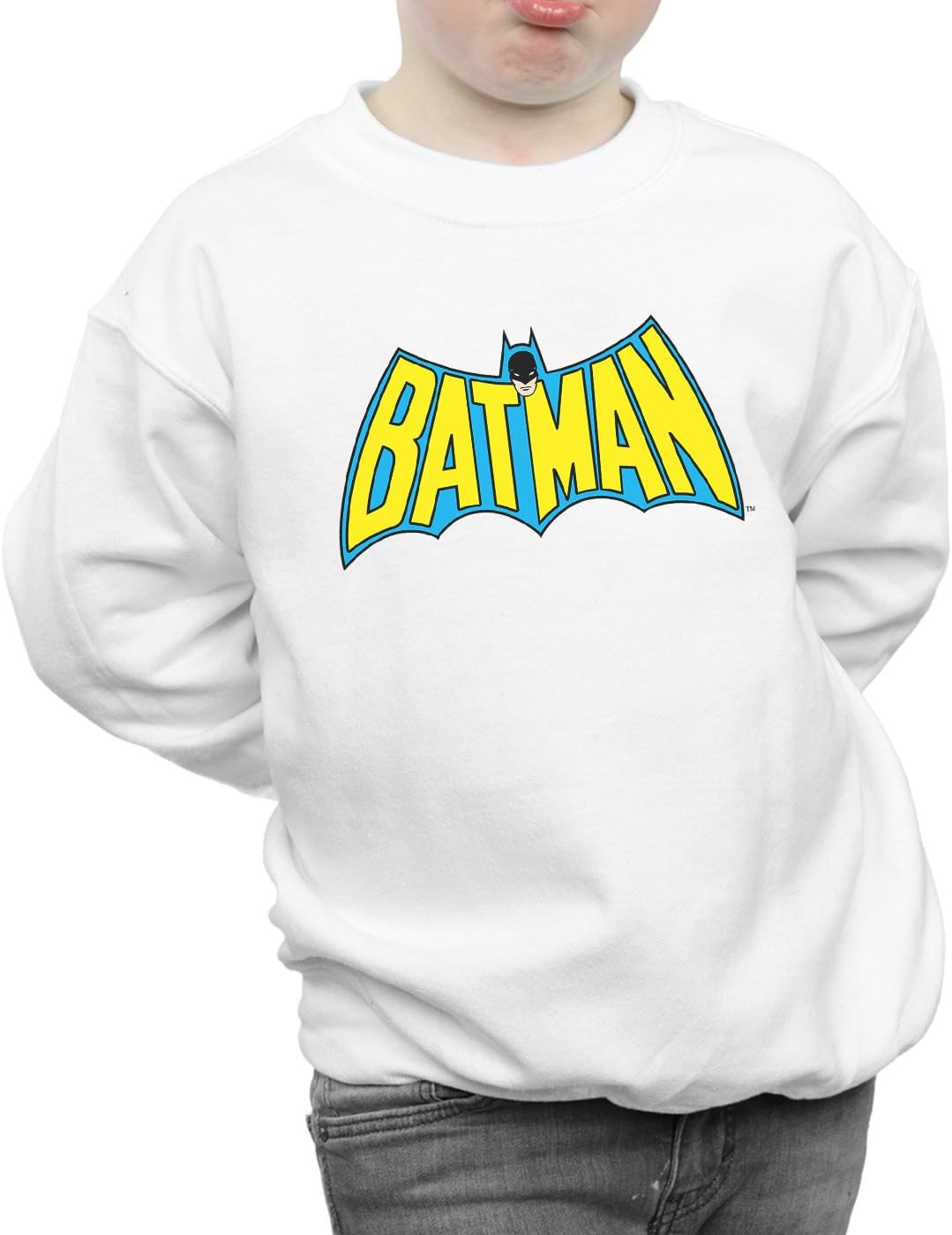 DC Comics Boys Batman Retro Logo Sweatshirt White 12-13 years