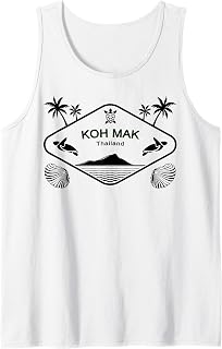KOH Mak Thailand Sea Turtle Palm Trees Island Souvenir Tank Top
