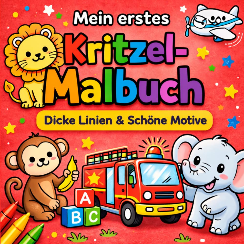 Mein erstes Kritzel-Malbuch Dicke Linien & große Motive: Für Kleinkinder ab 2 Jahren – einfache Formen & klare Linien Frühförderndes Malbuch – Farben ... – Ideal für Anfänger, Kindergarten & Zuhause