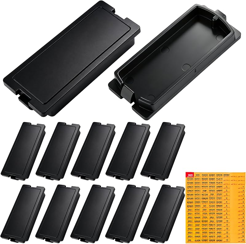 Paquete de 12 placas de relleno de disyuntor para cubierta de panel de disyuntor Eaton | Para BRFPP, BR y tipo Cutler-Hammer, PVC a presión, llena las ranuras no utilizadas, relleno en blanco para paneles eléctricos, con etiquetas adhesivas para paneles