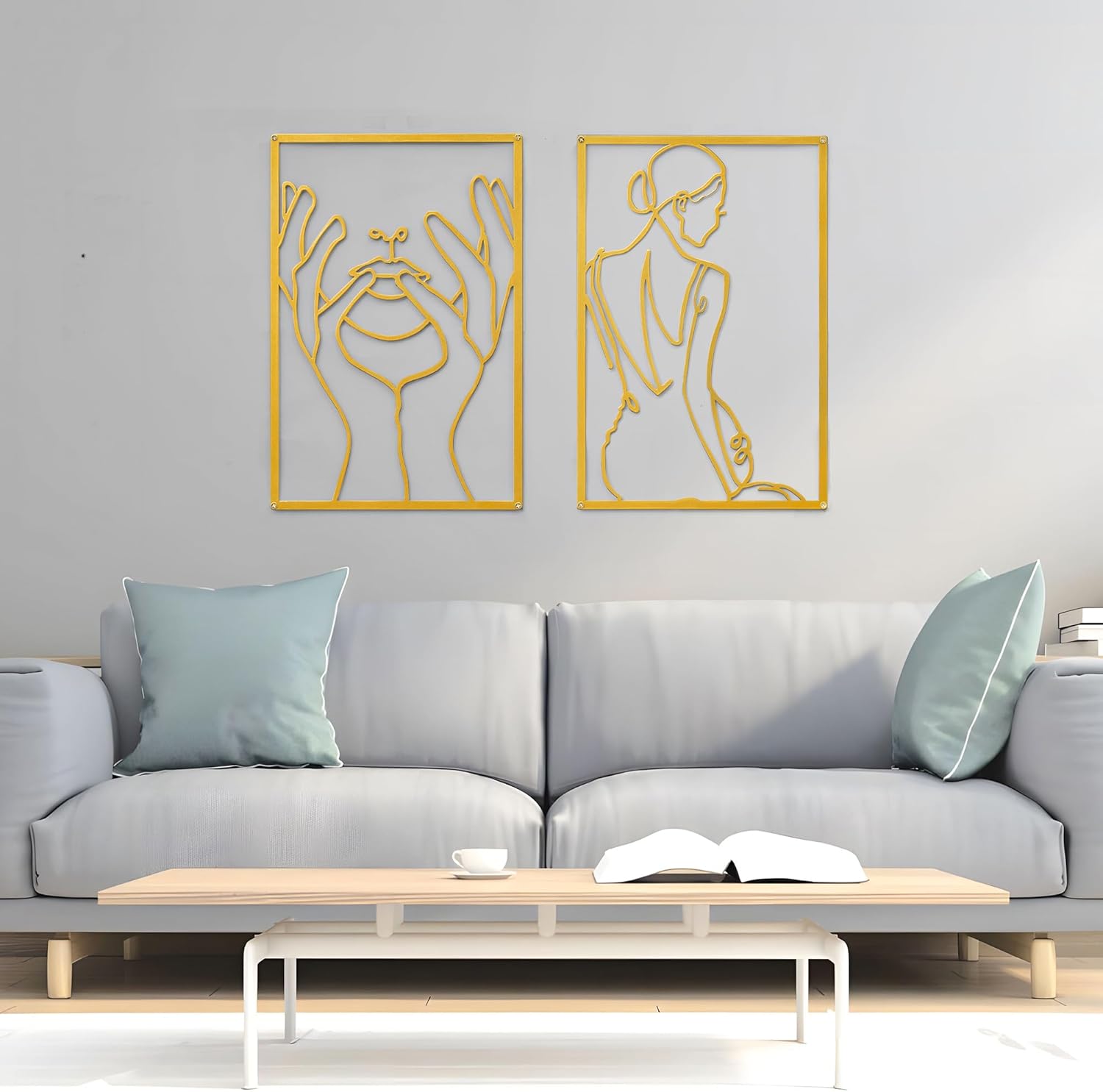 Wall Art Gold Metal Wall Art 2 Pcs Wall Decor for Living