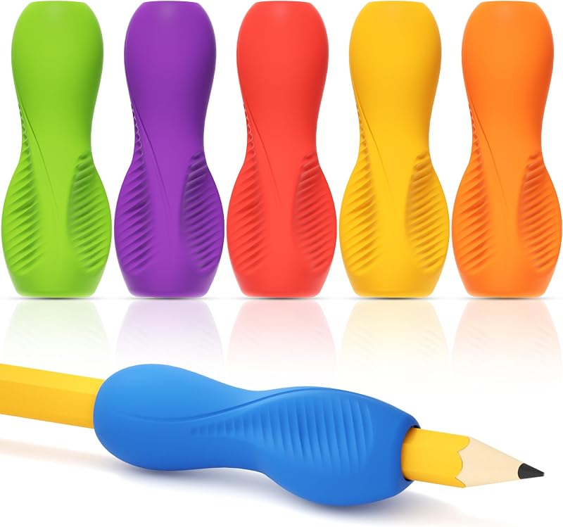 6-Pack Pencil Grips,Ergonomic Triangular Design with Guiding Grooves Corrects Grip,Soft Silicone & Non-Slip Texture,Universal Fit for Kids&Adults Left/Right Handed Writing,Drawing