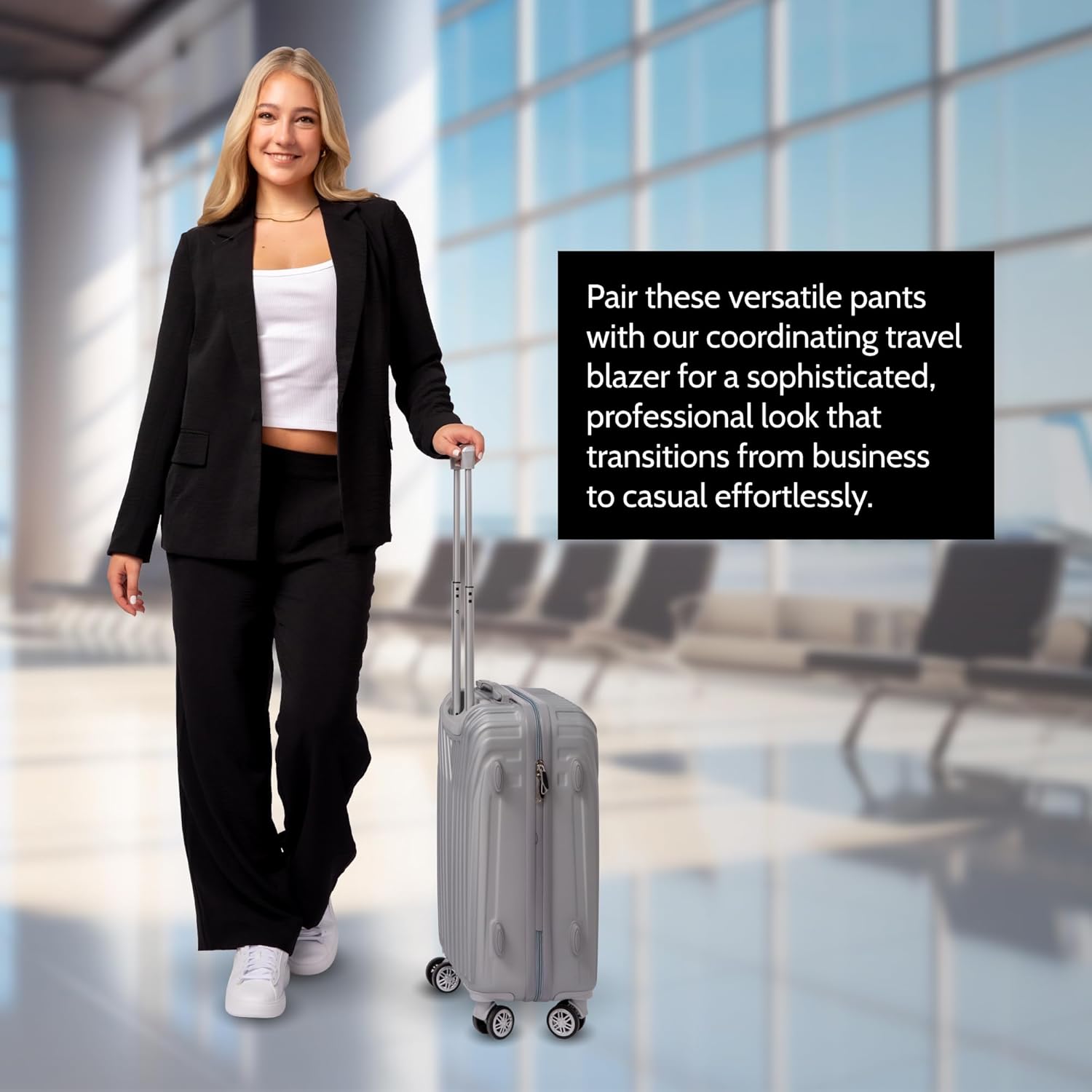 YORK & LANE Womens Packable Travel Pants, Comfortable and Wash Friendly, Wrinkle Resistant