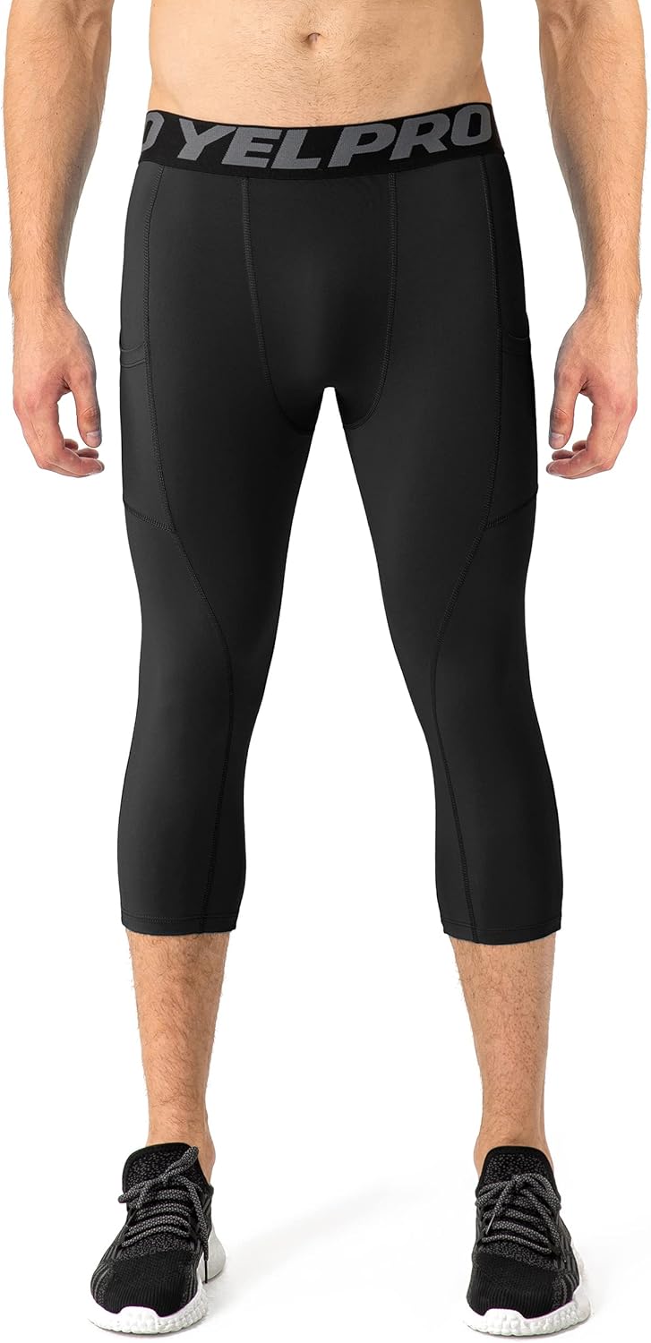 3/4 Pack Men's Compression Pants 3/4 Workout Dry-fit Baselayers Underwear Sport Tights Running Athletic Leggings Capris