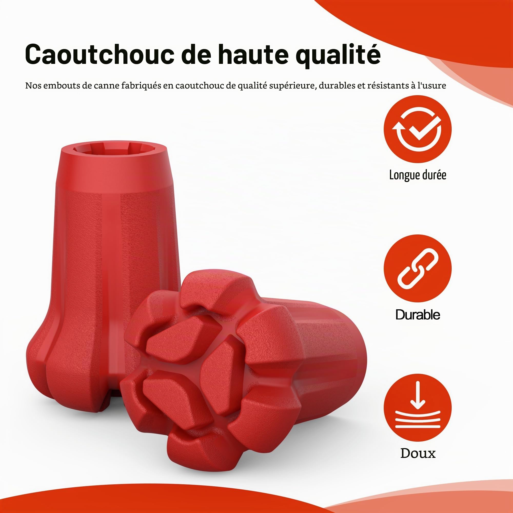 AWINNER Lot de 4 embouts de bâtons de randonnée, en caoutchouc, résistants à l'usure et aux déchirures, pour bâtons de randonnée, bâtons de marche, cannes de randonnée