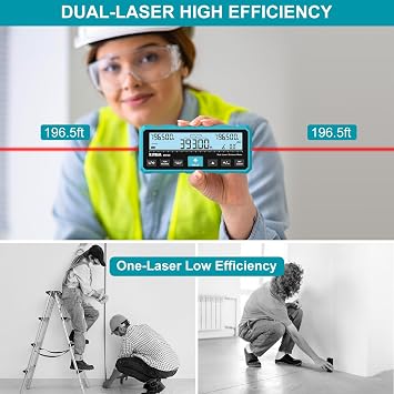 Kiprim Dual Laser Distance Meter 393ft/120m