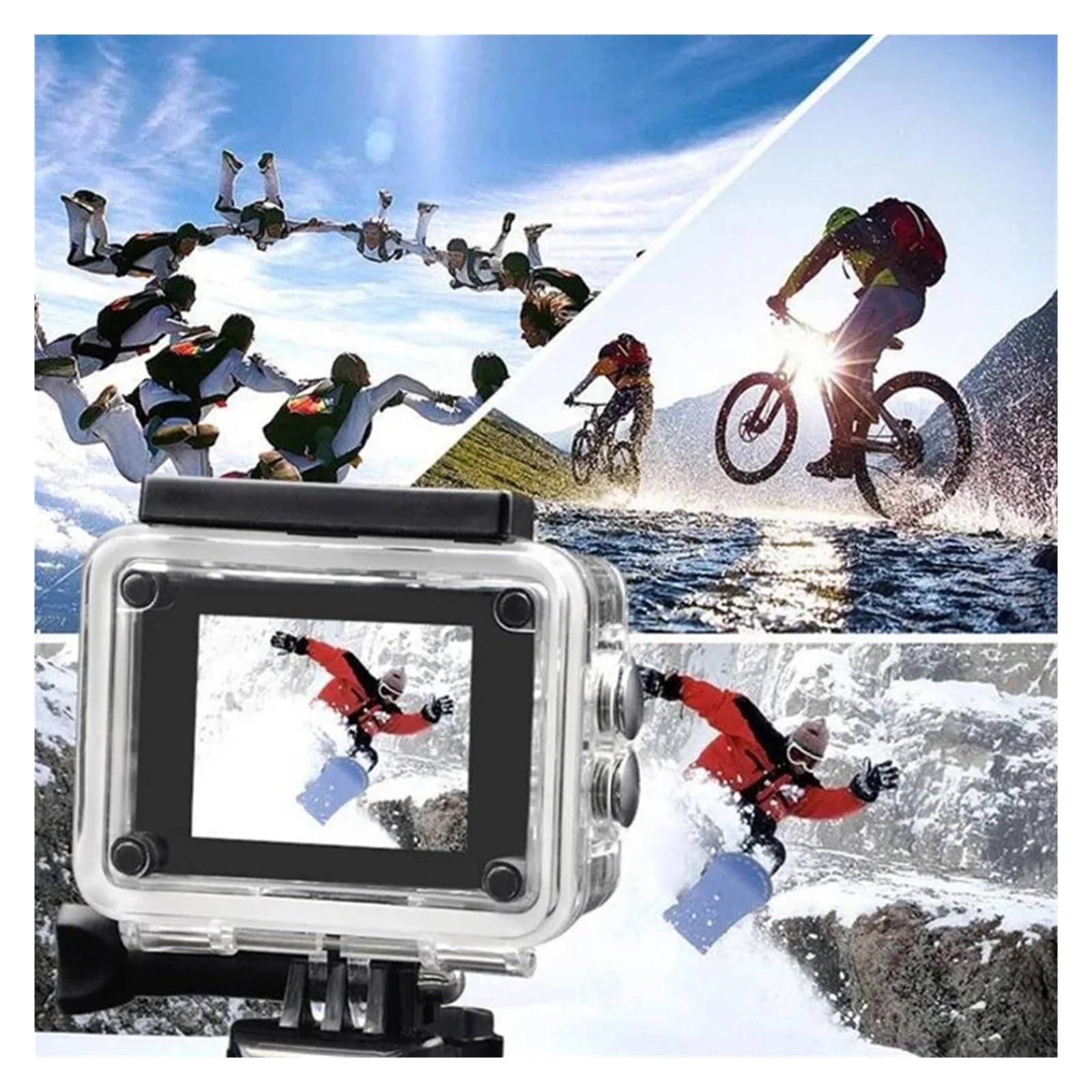 WiFi DV 4k Waterproof Ultra HD WiFi Sports Action Camera Anti Shake | Records outdoor sports, travel, riding, helmet and action video with portable wide-angle camera functions(White)-image-38