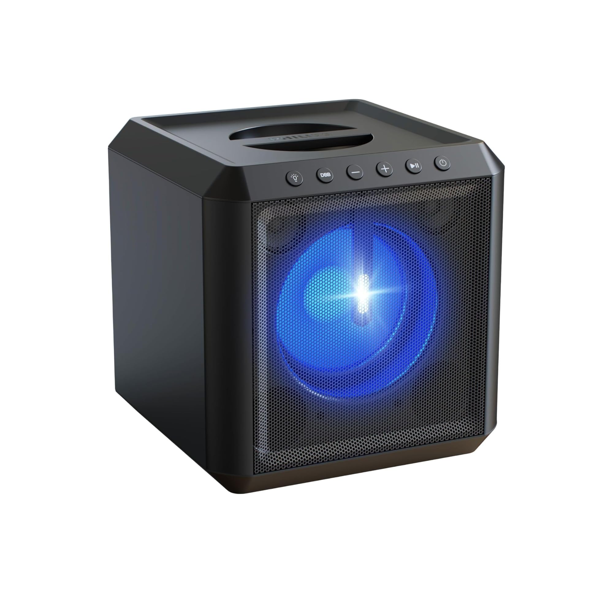 Philips X4207 Bluetooth Party Speaker,100W Wireless Cube Speaker with Powerful Sound and Deep Bass, Supports USB/AUX/TWS, Mic Input and Vibrant Party Lights for an Immersive Experience.