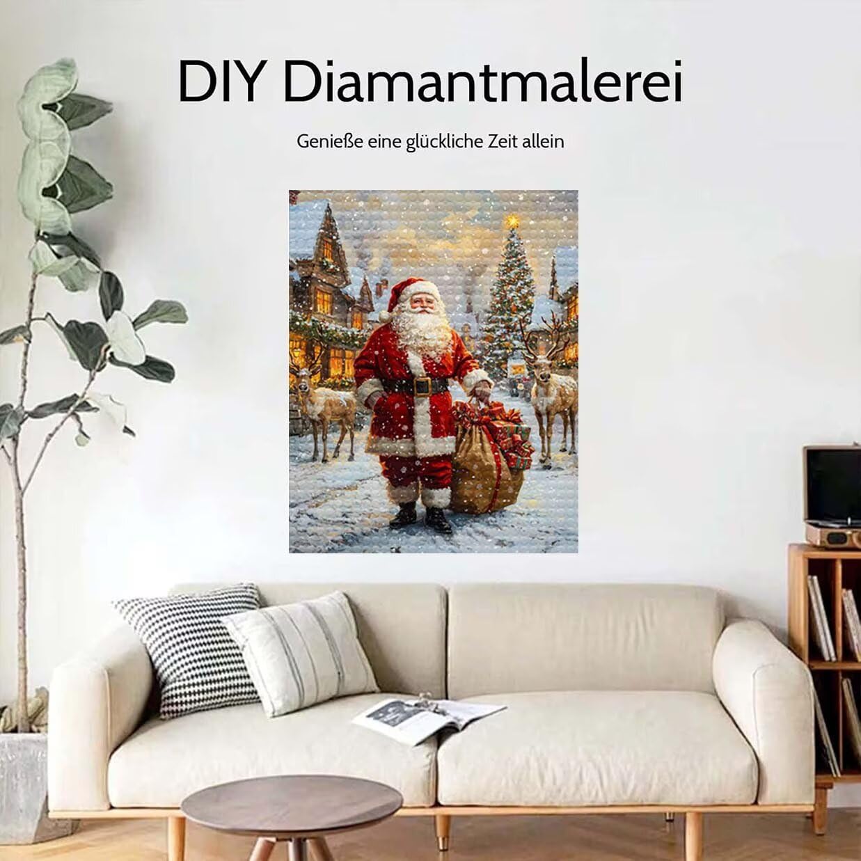 5D DIY Święty Mikołaj Diament Malarstwo, Jeleń Diament Malarstwo dla Dorosłych Początkujących, Diament Kompletny Zestaw, Diamentowe zestawy artystyczne Rhinestone Ścieg krzyżykowy Kryształ Malarstwo