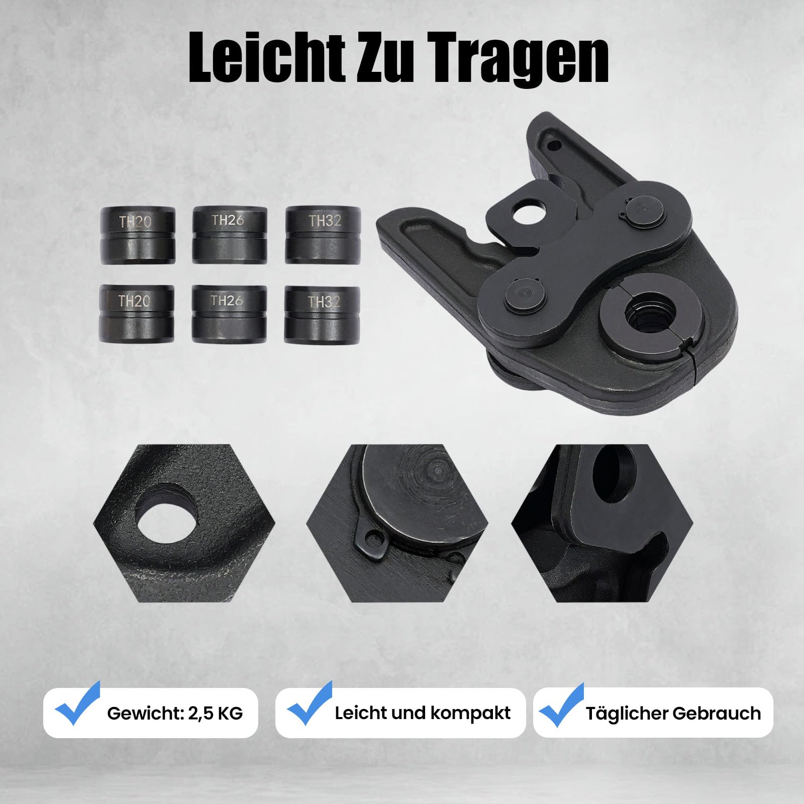 Mordazas de prensado Th Contour 16-32 mm, contorno TH, alicates de prensado profesional, mordaza de prensado con 4 contornos de prensado para tubos compuestos de aluminio y plástico, PEX,