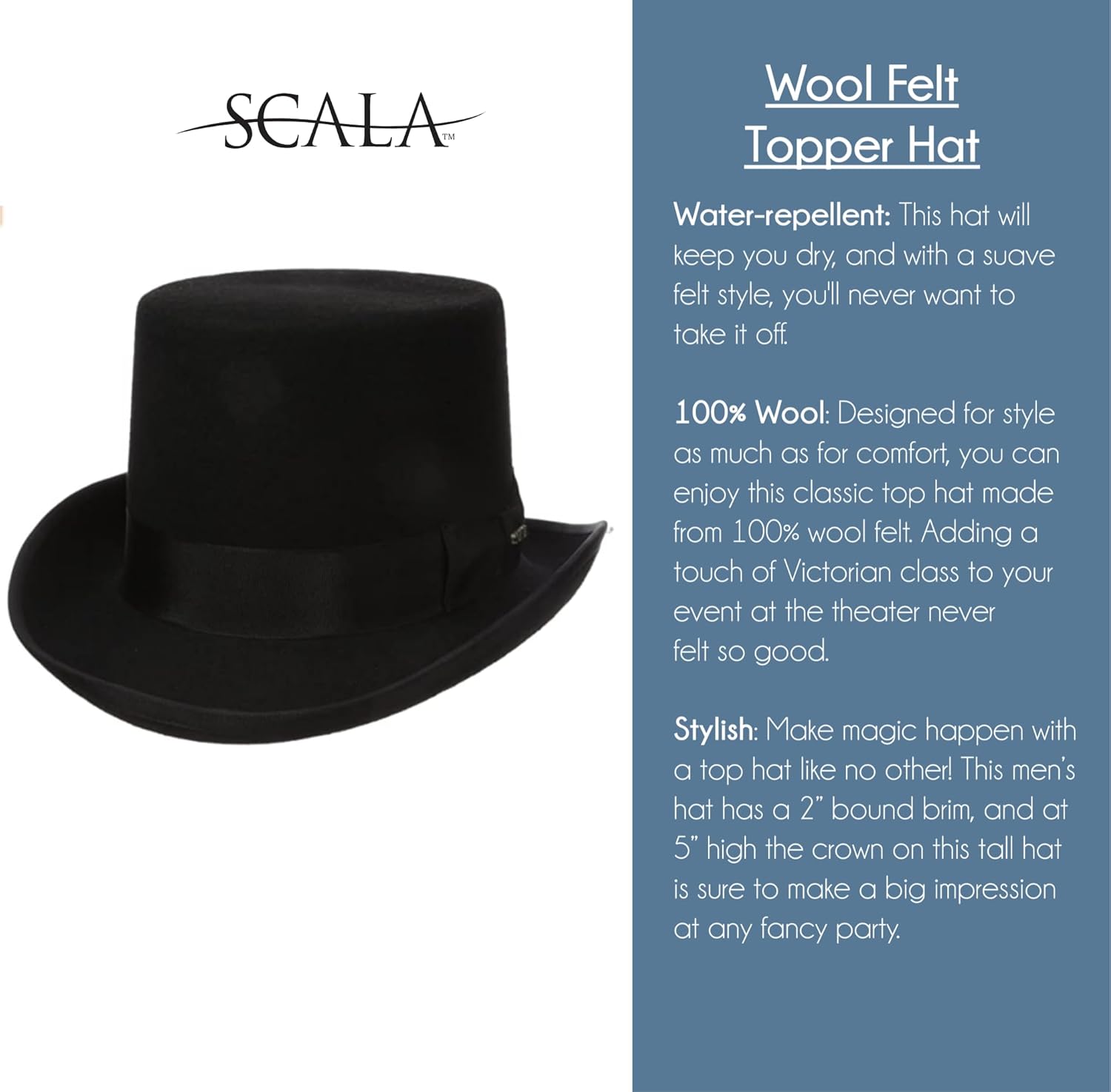 Scala Mens Wool Felt Topper Hat