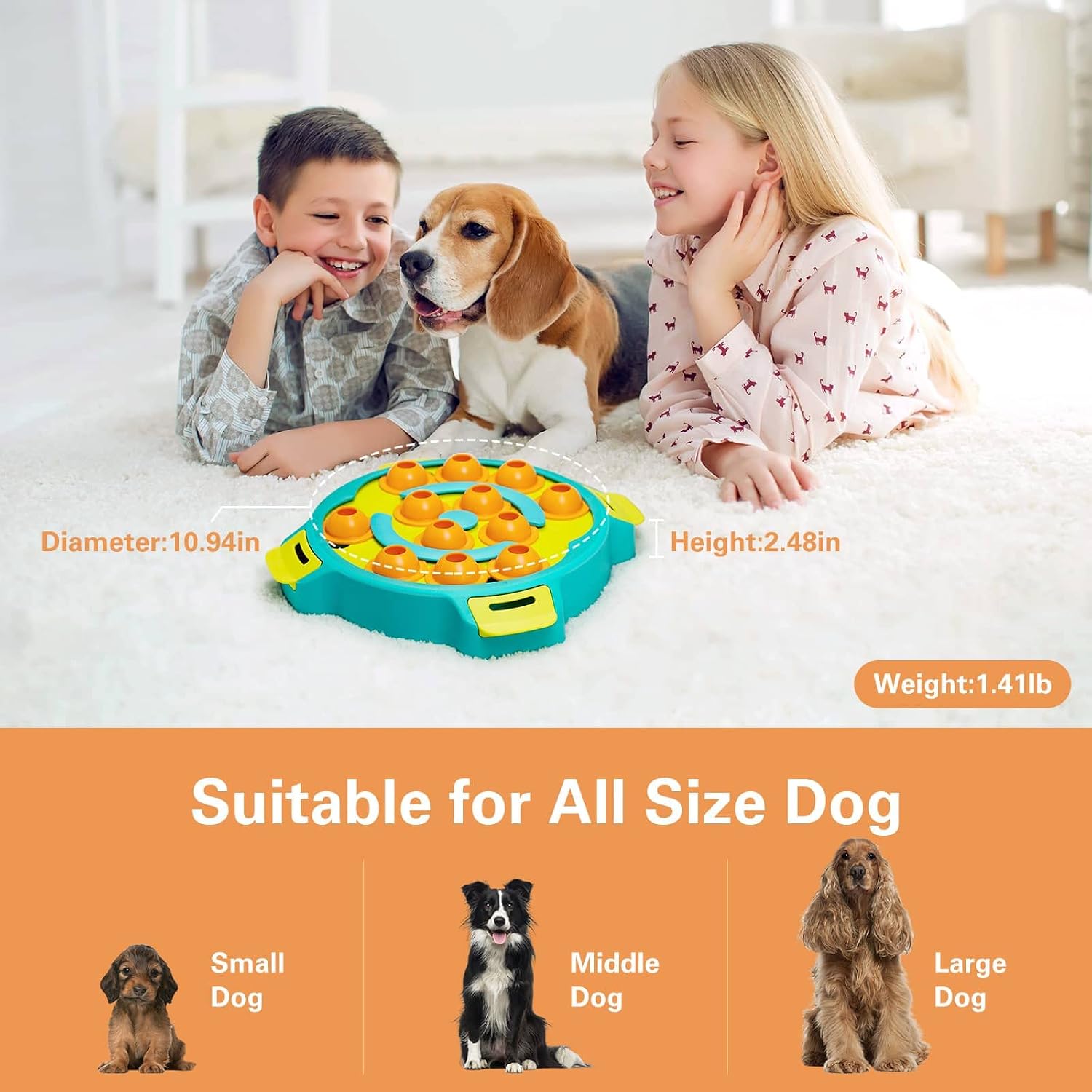 ONE PIX Dog Puzzle Toys, Level 2 in 1 Interactive Dog Toys Treat Puzzle Food Games Slow Feeder Advanced for Large/Medium/Small Dogs Gift