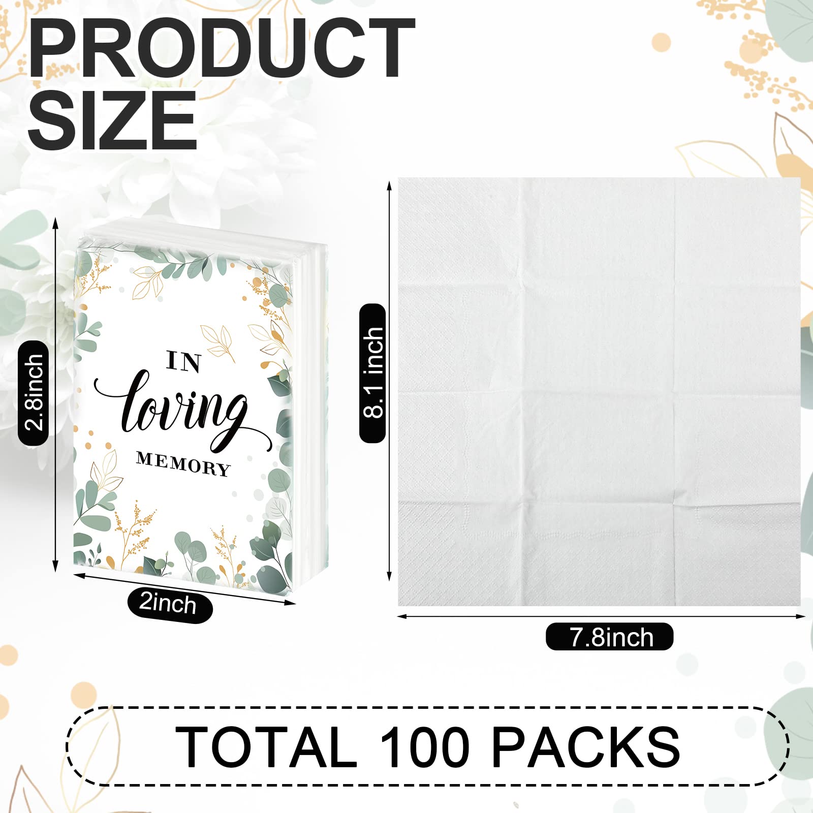 100 Pcs Succulent Cactus Pocket Tissues - Cute Travel Size For Wedding Party Favors