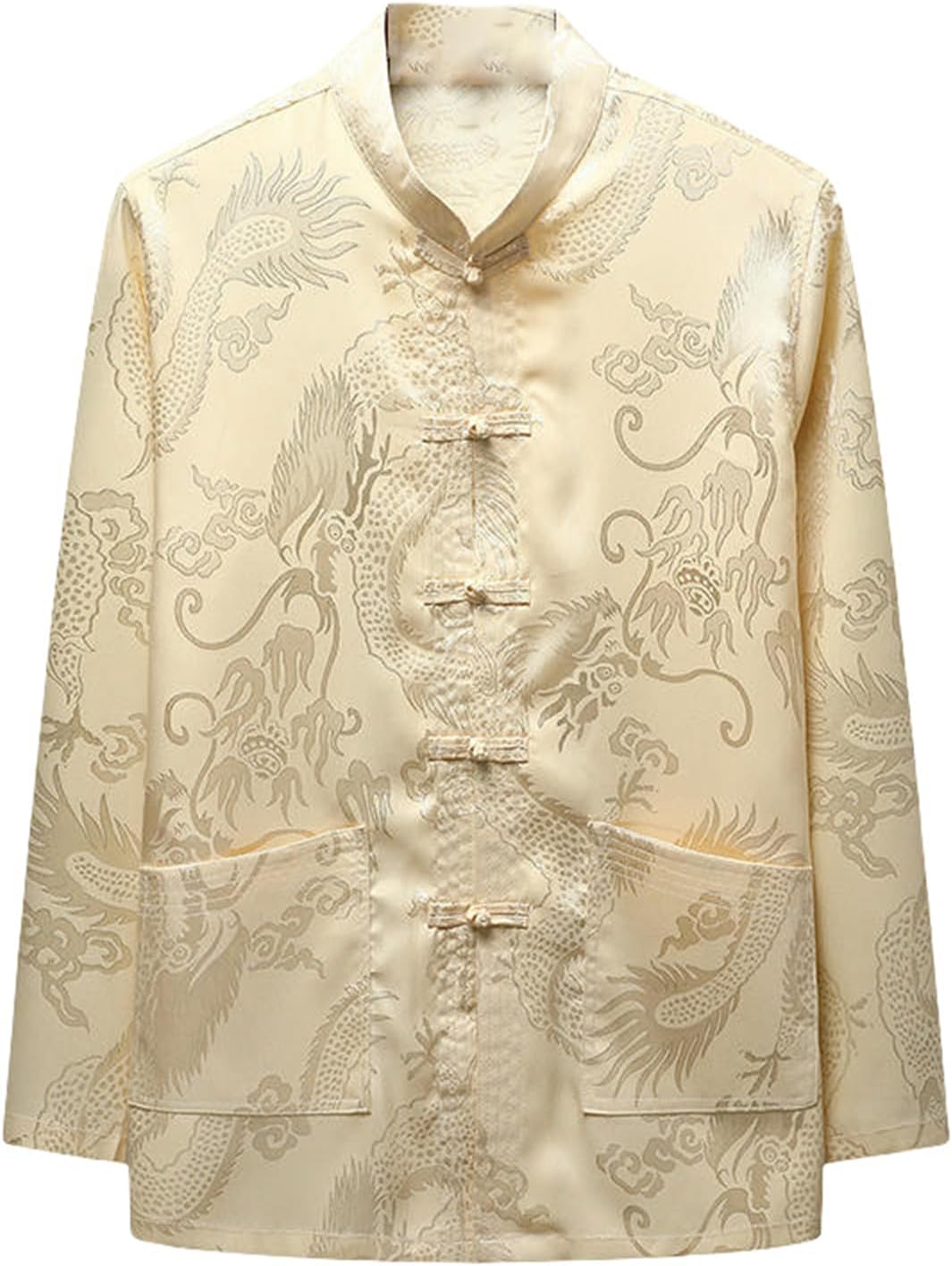 Men's Spring Summer Retro Chinese Style Ice Silk Hanfu Tang Suit Long Sleeve Tai Chi Morning Exercise Wear