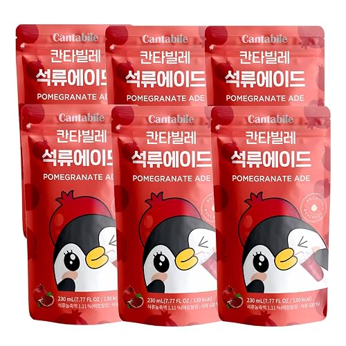Cantabile Korean Convenience Store Pouch Drink Ready-to-Drink Refreshing Beverage Imported from Korea (6 Pack, Pomegranate) - Pomegranate - 6 Pack