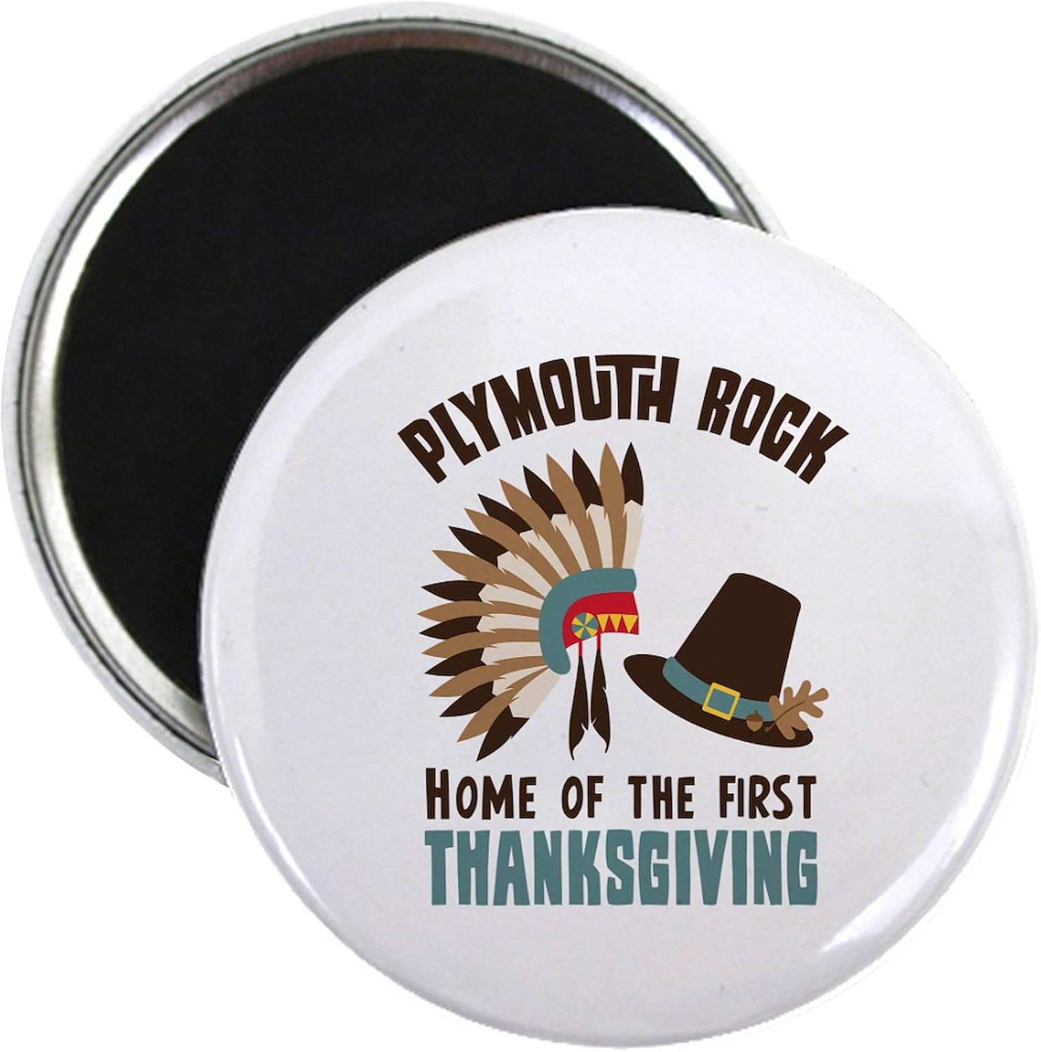 CafePress Plymouth Rock Thanksgiving Magnets 2.25" Round Magnet, Refrigerator Magnet