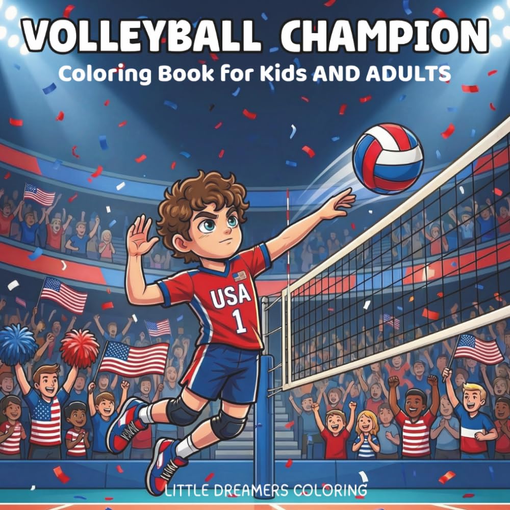Volleyball Champion: Volleyball Coloring Book for Kids and Families