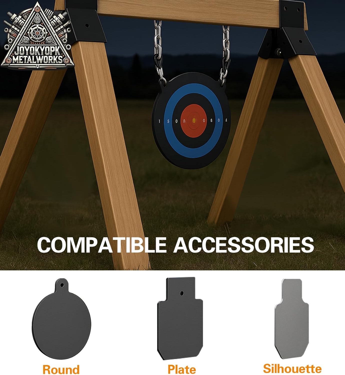 2×4 Adjustable Target Stand Brackets for Shooting Practice – Steel Target Holder with Up to 60° Angle Adjustment for Outdoor Range Use