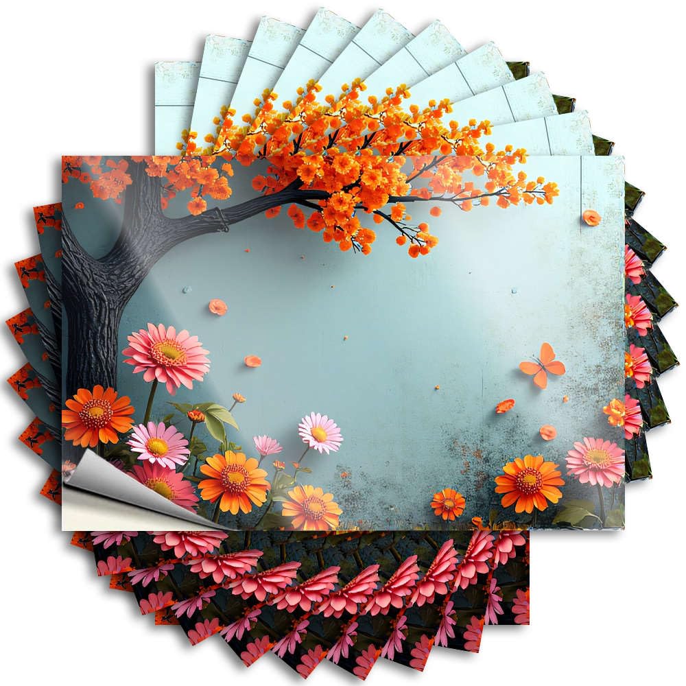 Flowers, Butterflies, and A Tree Branch with Orange Blossoms. Bumper Great - Beer Decal Self Adhesive Sticker(12X18CM)