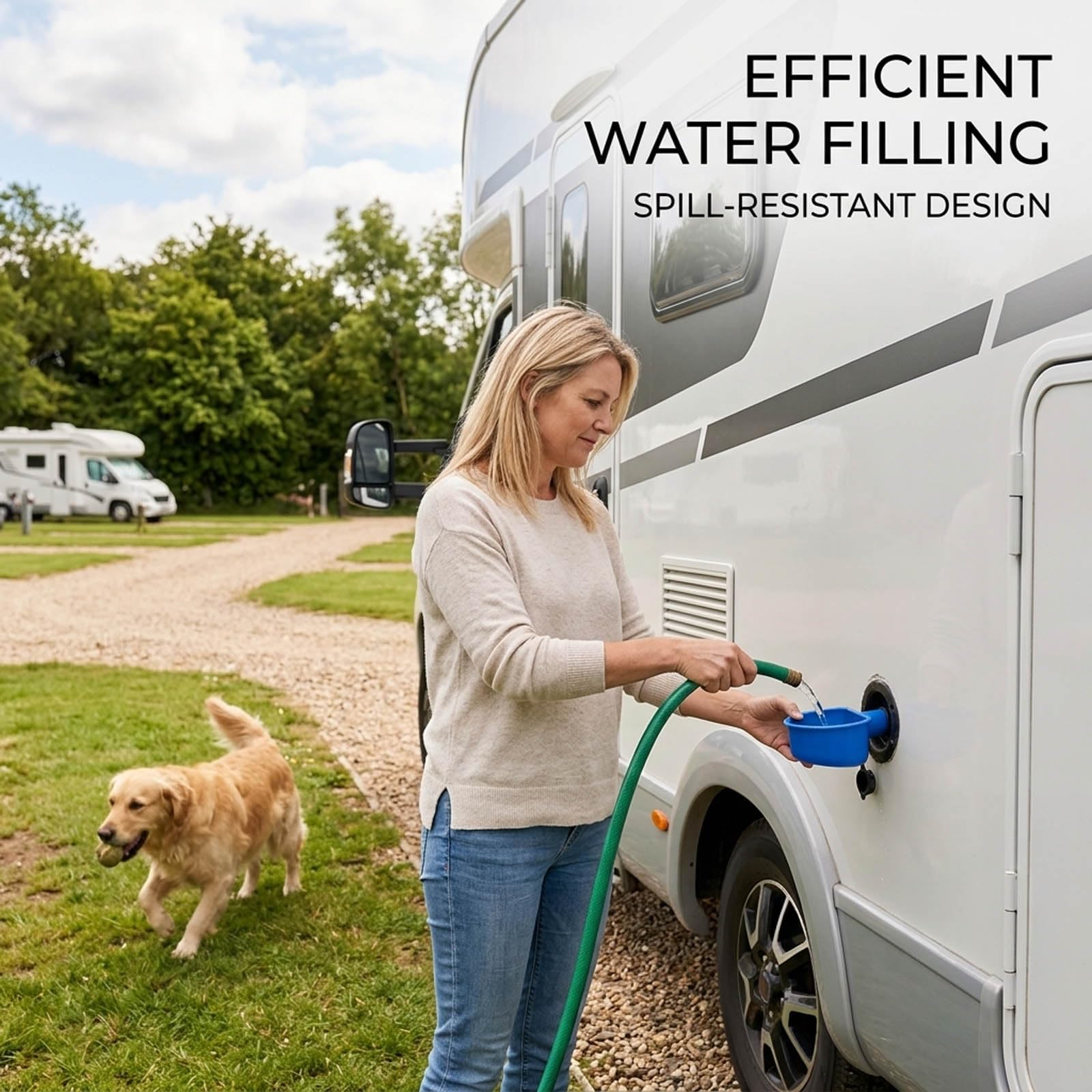 RV Motorhome Water Filler Funnel – Wide Mouth Car Funnel with Spill-Proof Design, Long Funnel for Water Tank & Oil Changes – Essential RV Accessories — view 5