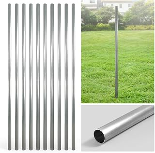 Fencer Wire 8 FT Galvanized Chain Link Fence Terminal Post, Terminal Post with 2-3/8” Outside Diameter, Chain Link Fence Parts, Hardware, Accessories, 10 pc Set