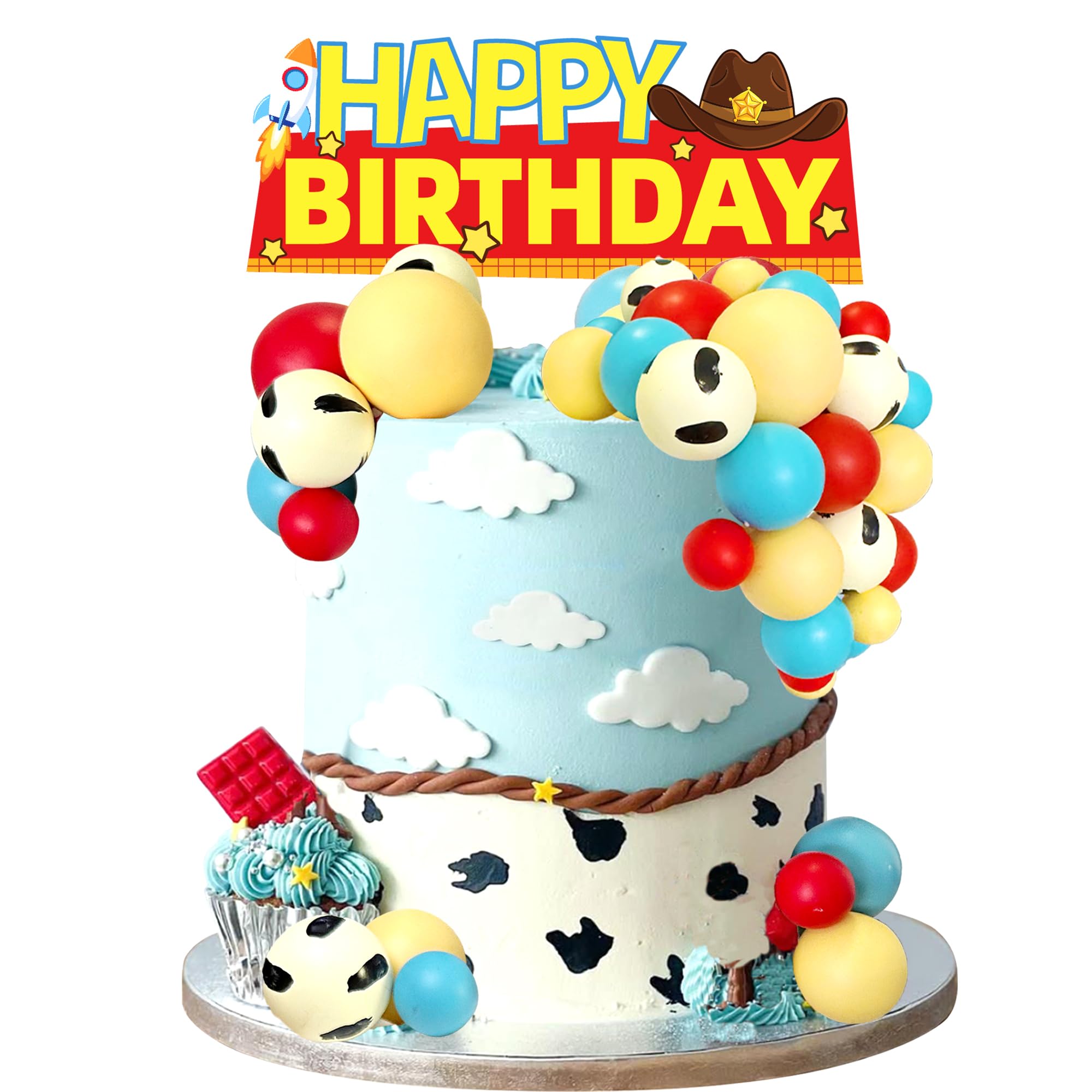 Balls Cake Toppers Blue Orange Birthday Cake Decorations for Baby Shower Birthday Cake Decorating (Cartoon story) — image 1