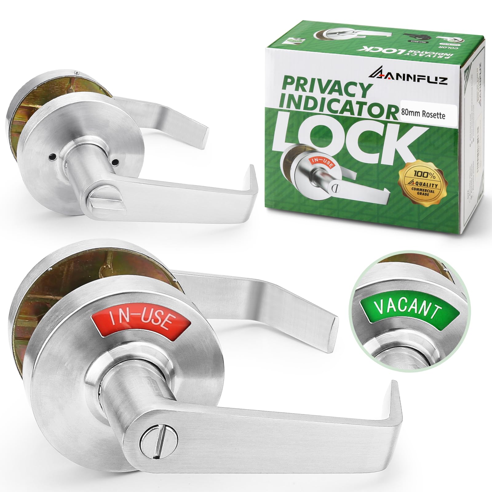 Photo 1 of ANNFUZ Privacy Indicator Door Lever Lock, Brushed Nickel