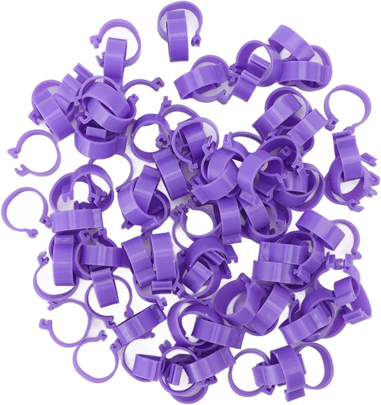 100 PCS Chicken Foot Ring Classification Marking Purple Poultry Foot Rings Plastic Chicken Leg Bands Round Identificaiton Tags Farming Tools (18mm-Purple)