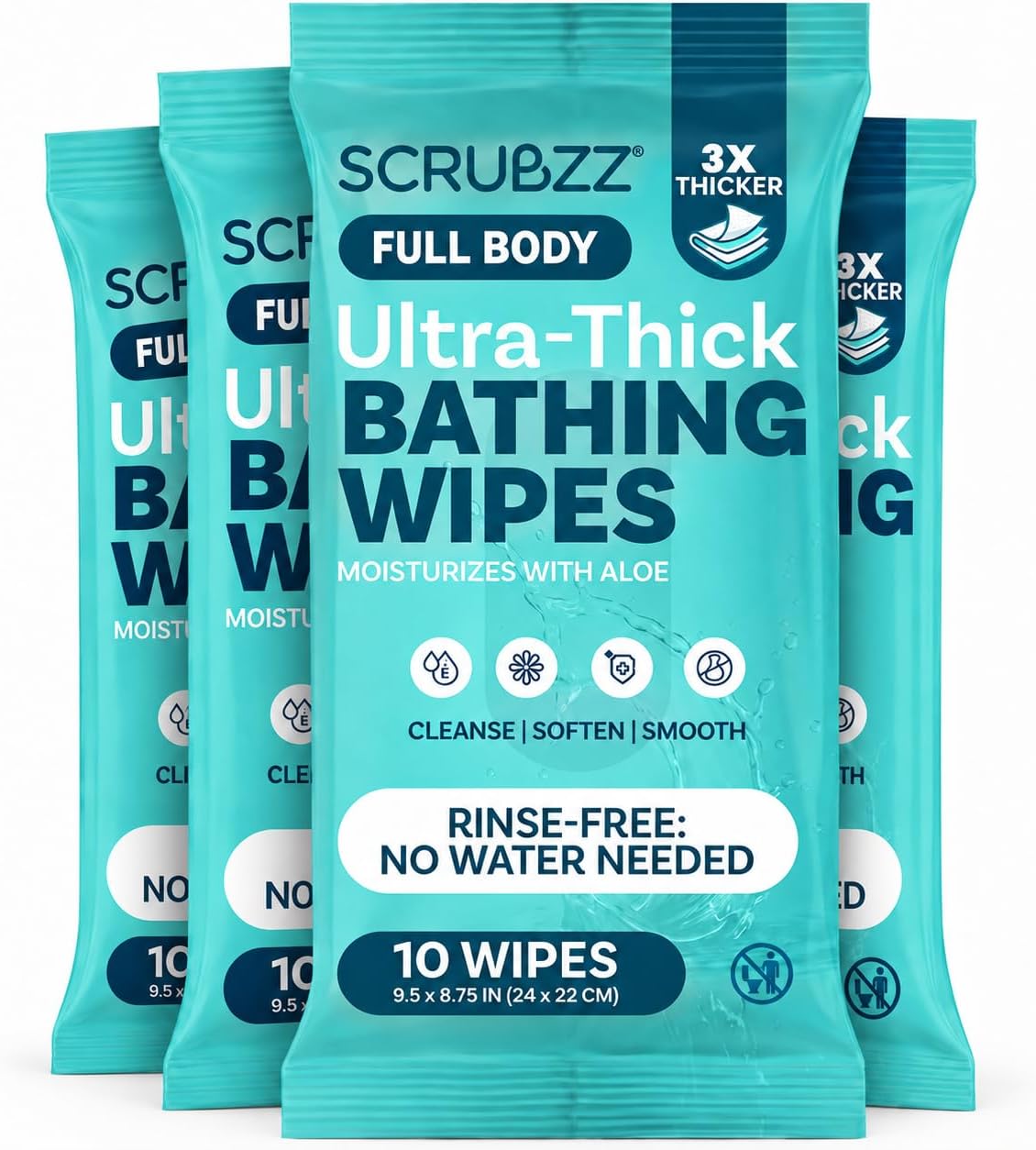 Extra Large Body Wipes for Adults Bathing No Rinse - 40 Ultra Thick Disposable Shower Wipes for Men, Women & Elderly - Great for Gym, Camping, Post Surgery