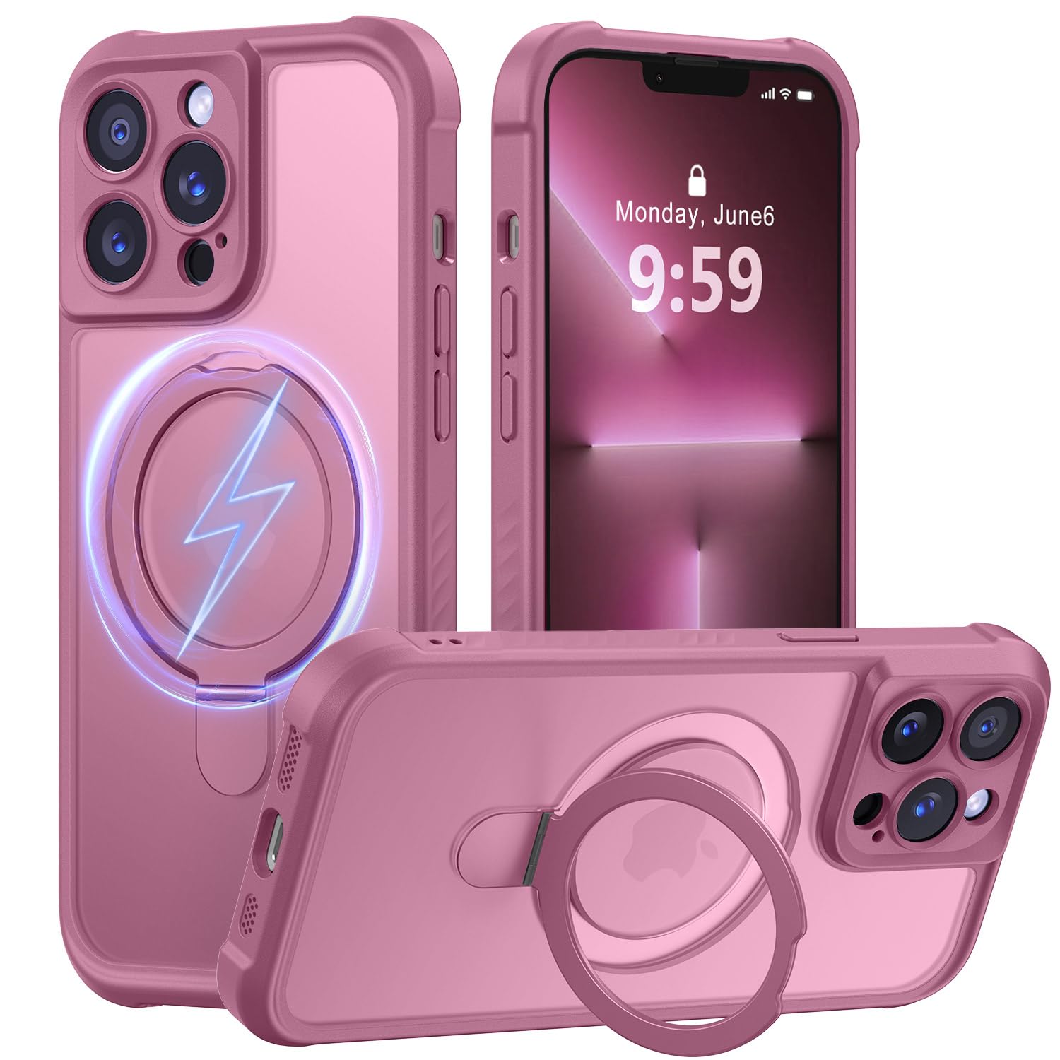MOCCA Magnetic for iPhone 13 Pro Case with Stand,Lavender Purple