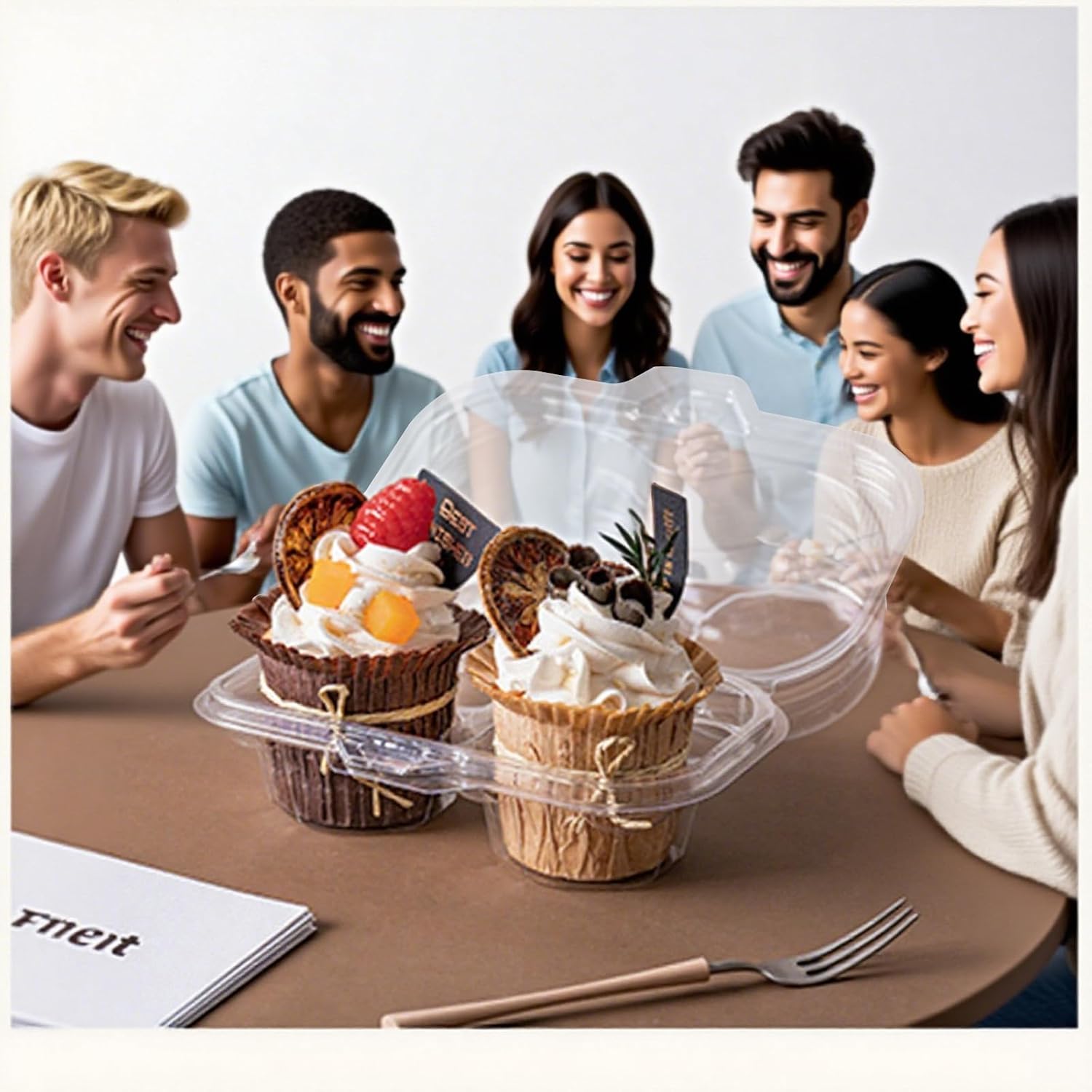 2-Cavity Clear Cupcake Containers Plastic Muffin Container(60pc) | 2-Compartment Clear Plastic Cupcake Cartons, 2-Count Cupcake storage Containers,CupCake Boxes for Baking, Parties & Picnic.