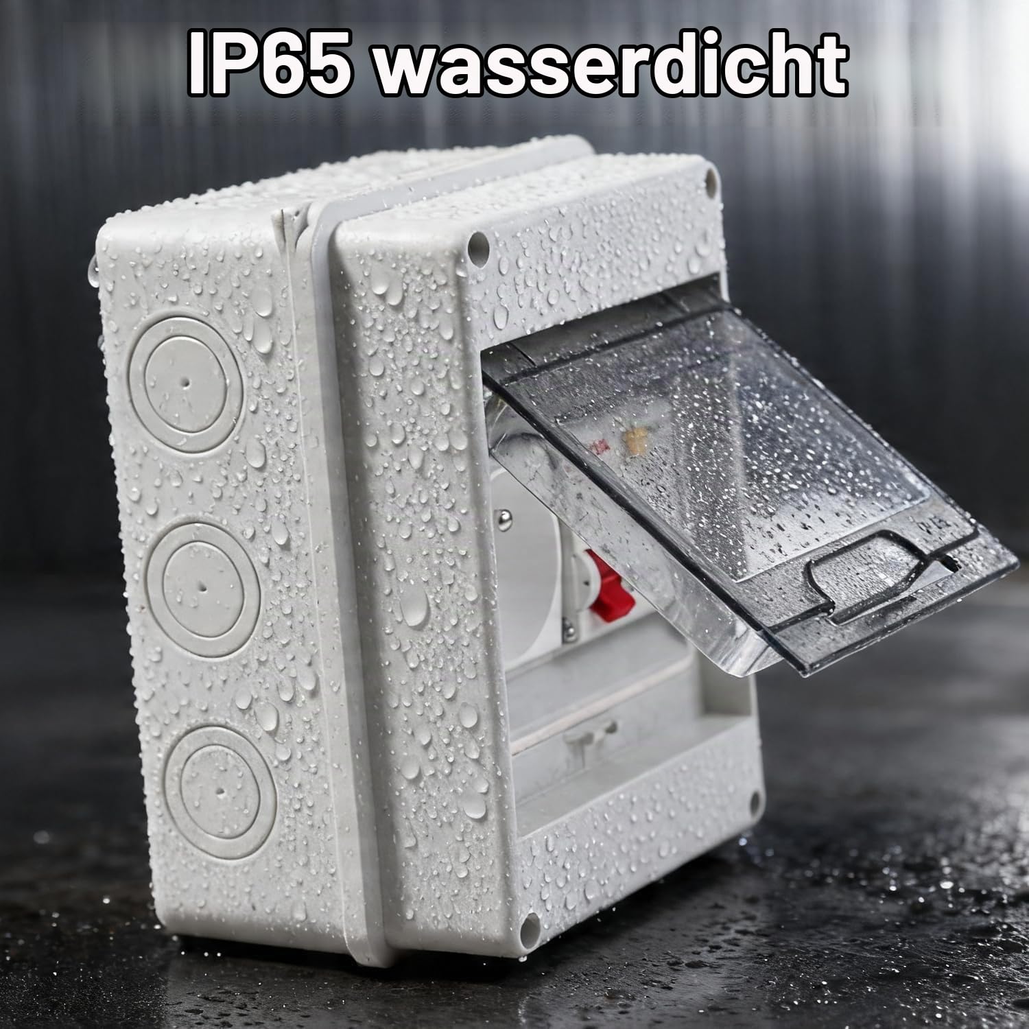 Schuko-Steckdose mit FI-Schutzschalter 16 A 230 V 30 mA IP65
