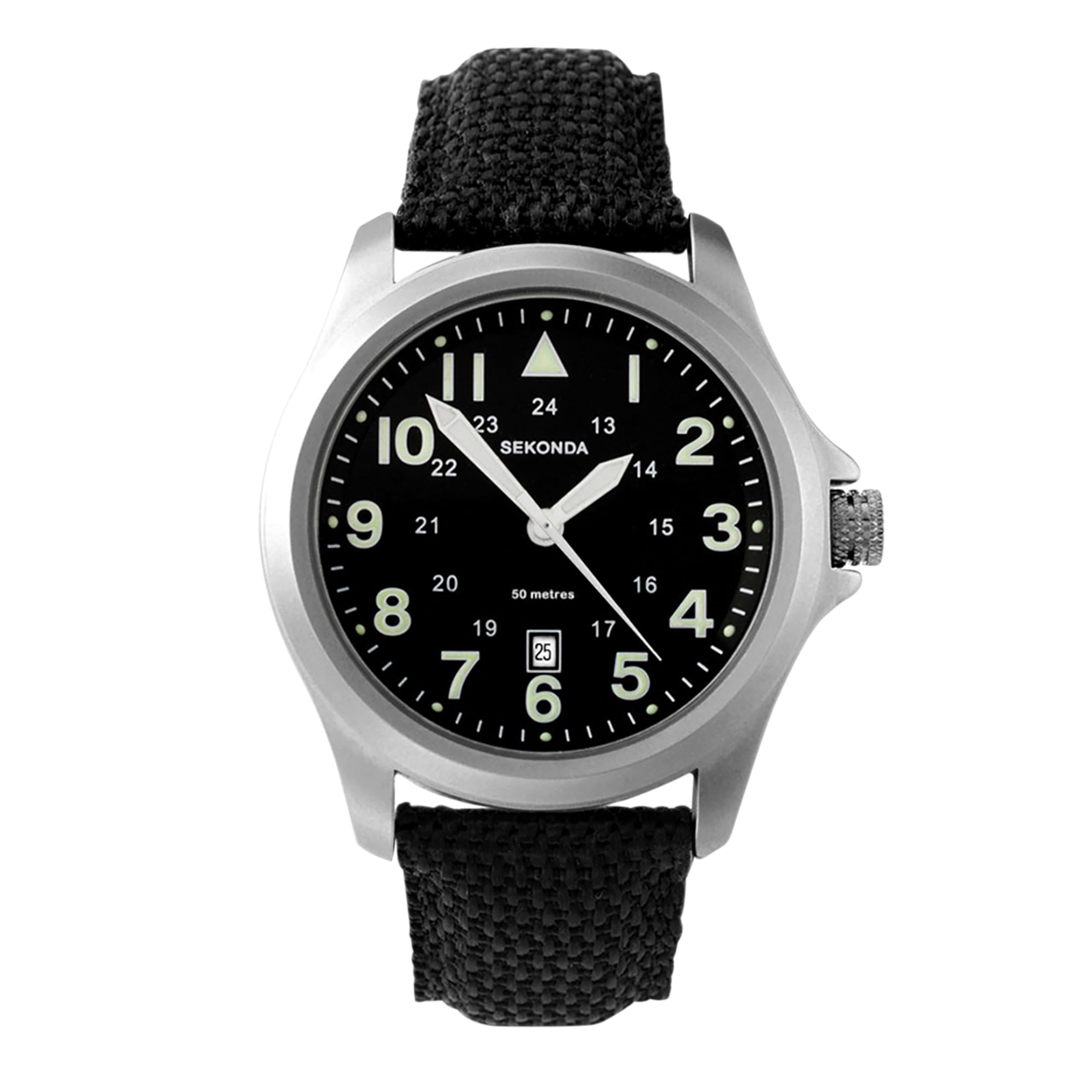 Mens 43mm Wingman Pilot Style Watch with Date Window and Nylon Strap 50m Water Resistant