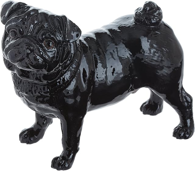 John Beswick JBD94 Pug Figurine, Earthenware, Black/Multi-Colour, 11 x 3 x 9 cm