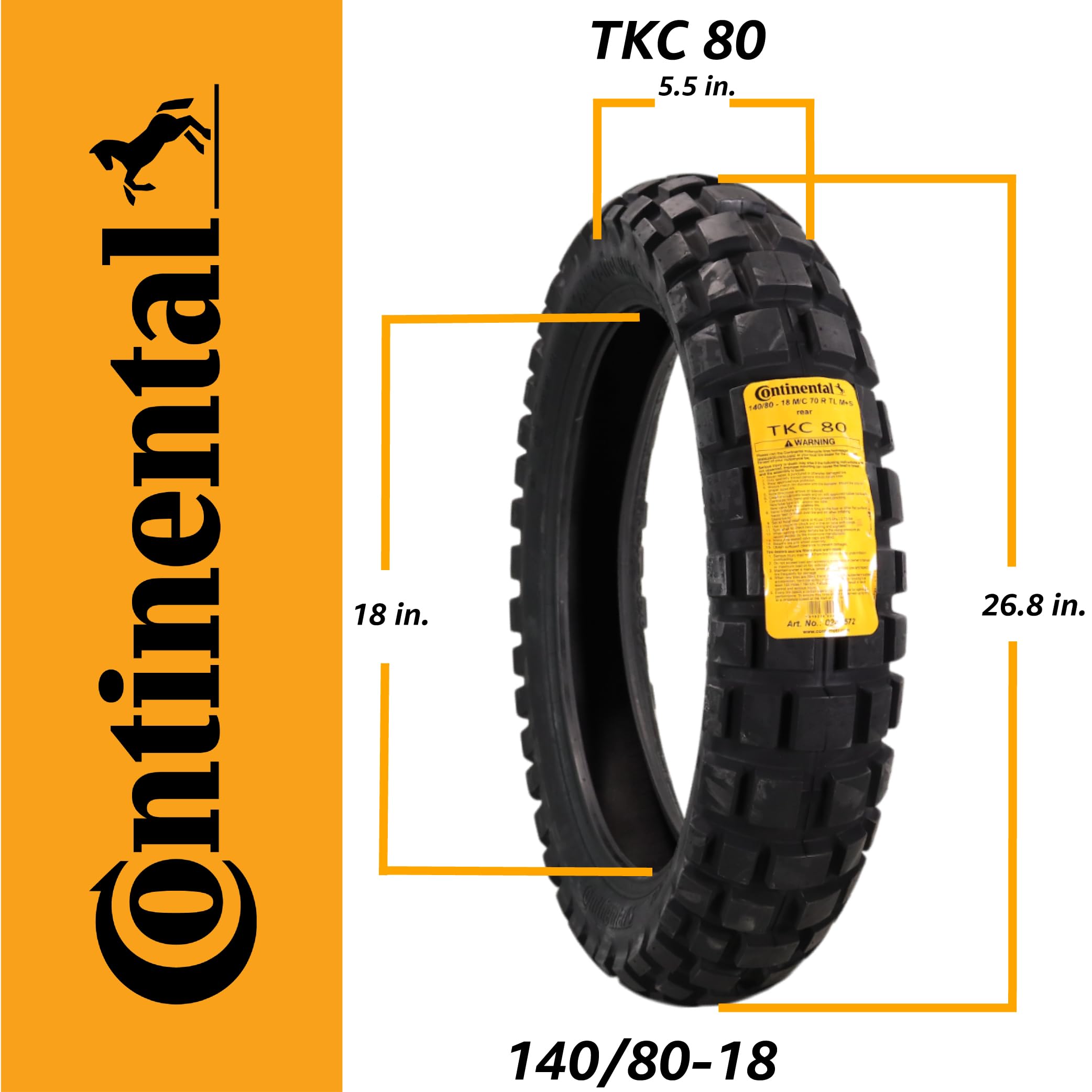 Continental TKC 80 Twinduro 70R TL M+S Off-road Rear Tire 140/80
