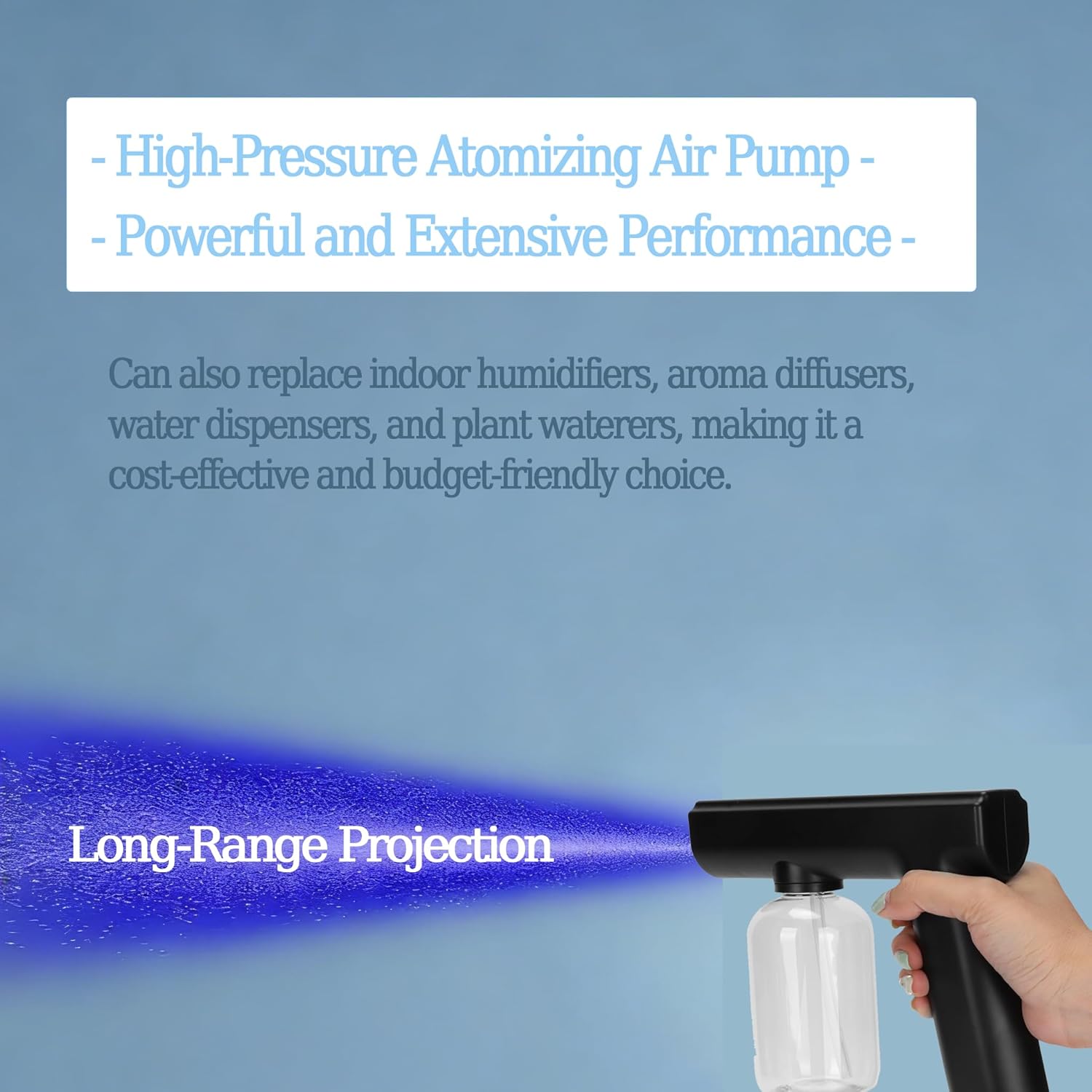 Electric Mist Atomizer Sprayer Gun - 250ml Handheld Portable Rechargeable Fogger, Wireless Fine Particle Sprayer Gun Nanometer Machine for Home, Office, School, Hotel - Image 3