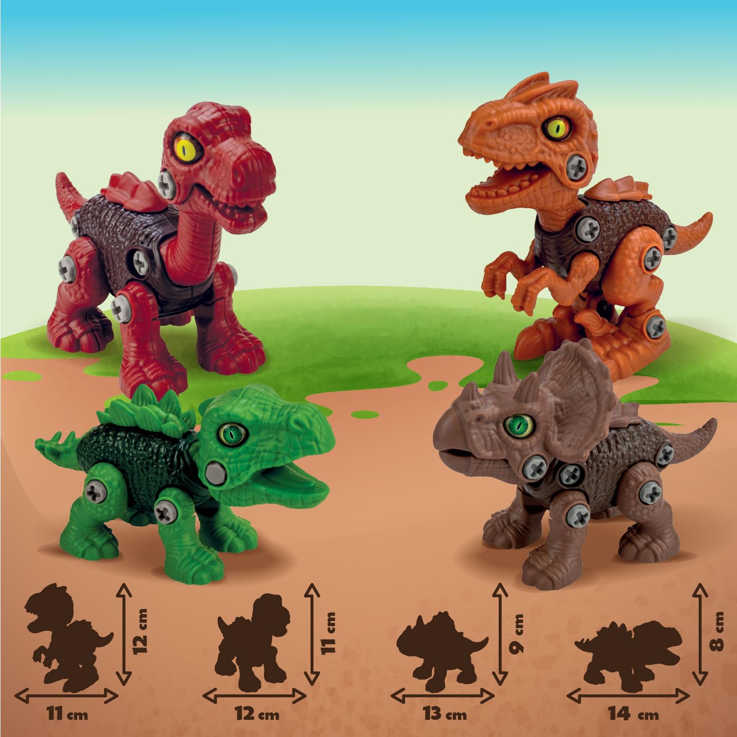 Science4you Giocattoli Dinosauri 4 in 1 – Dinosaur Build, Gioco di Costruzione Dinosauri per Bambini con 4 Dinosauri, 67 Pezzi, Giocattolo da Montare e Smontare, 3 4 5+ Anni