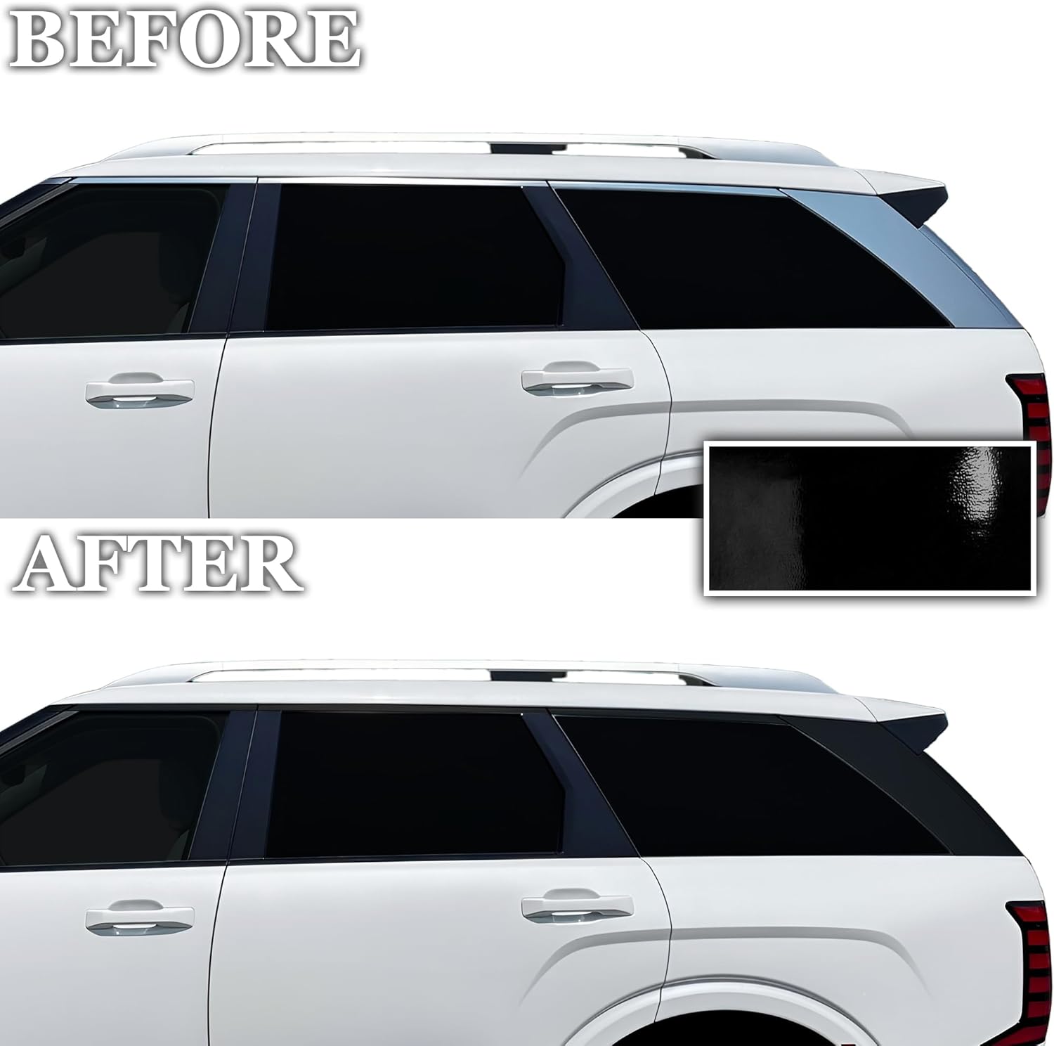BOGAR TECH DESIGNS for Hyundai Palisade 2026-2027 Side Window Chrome Delete – Precut Vinyl Trim Overlay, Gloss Black Blackout Appearance