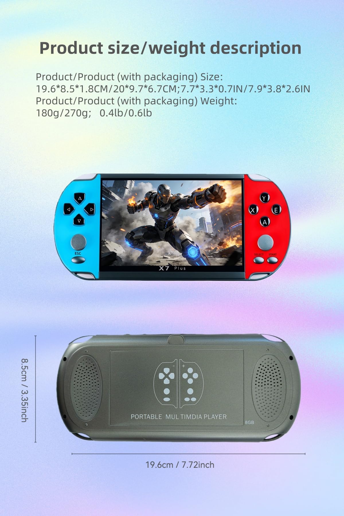 Console de Jeu Portable YHFITN avec écran LCD 5,5 Pouces, Jeux intégrés, Compatible avec Plusieurs émulateurs, Rechargeable, Connexion multimédia et TV, Jouet de Voyage, Cadeau d'anniversaire